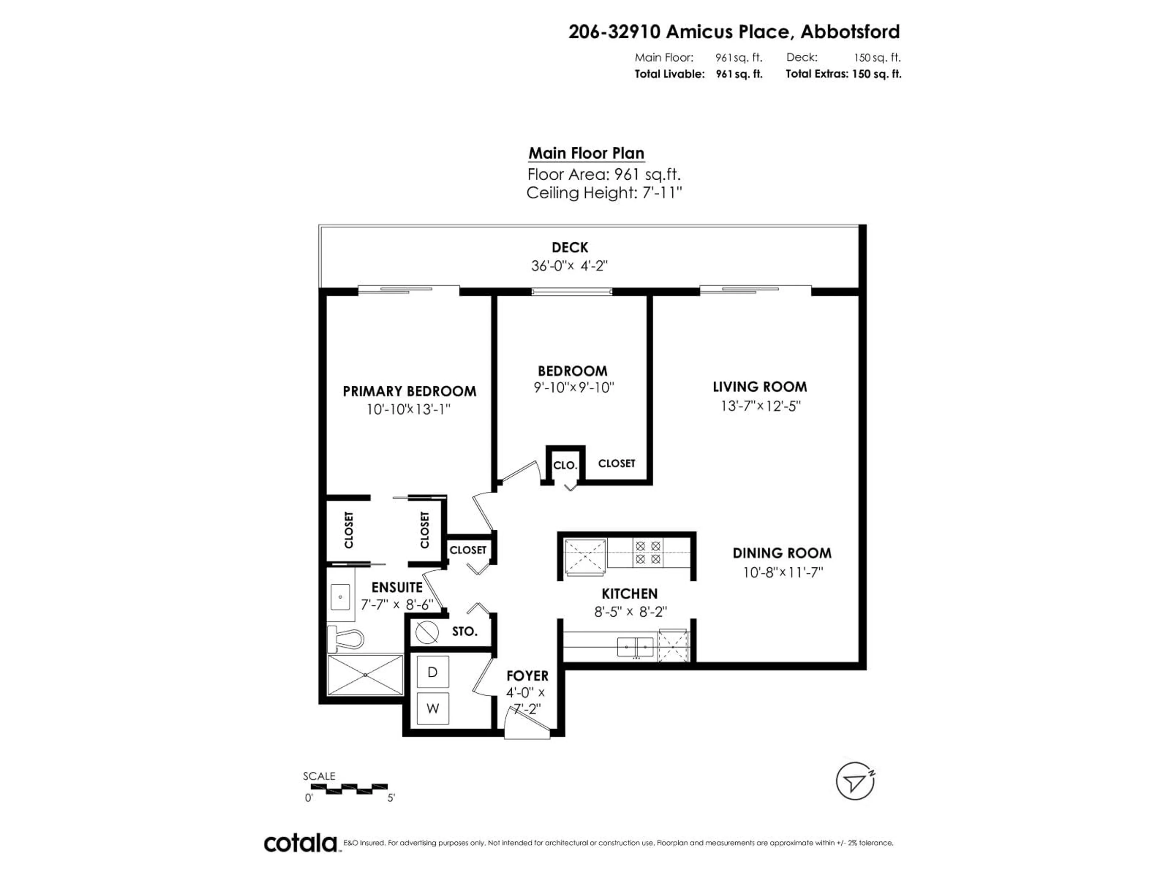 Floor plan for 206 - 32910 AMICUS, Abbotsford British Columbia V2T6G9