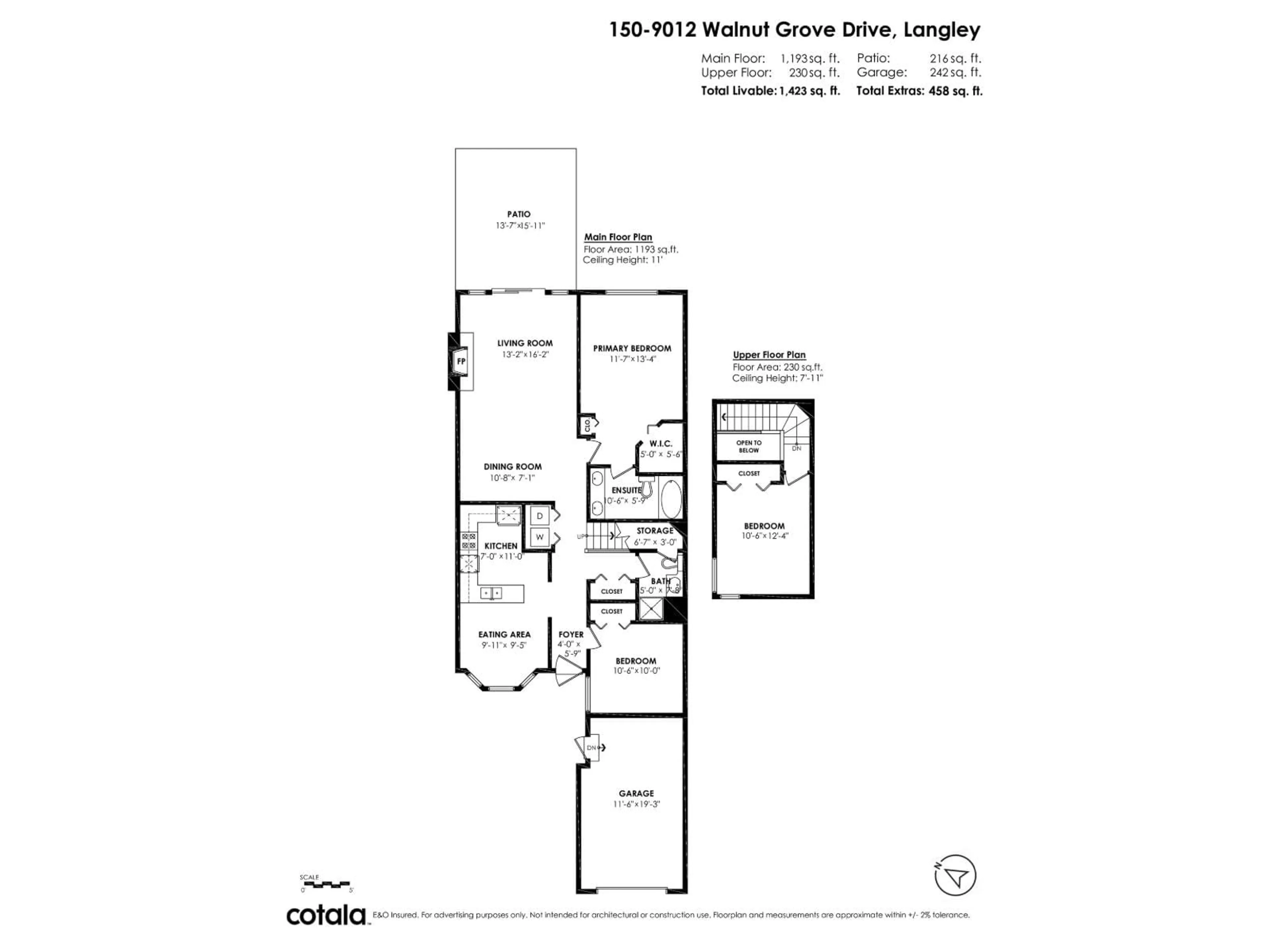Floor plan for 150 - 9012 WALNUT GROVE, Langley British Columbia V1M2K3