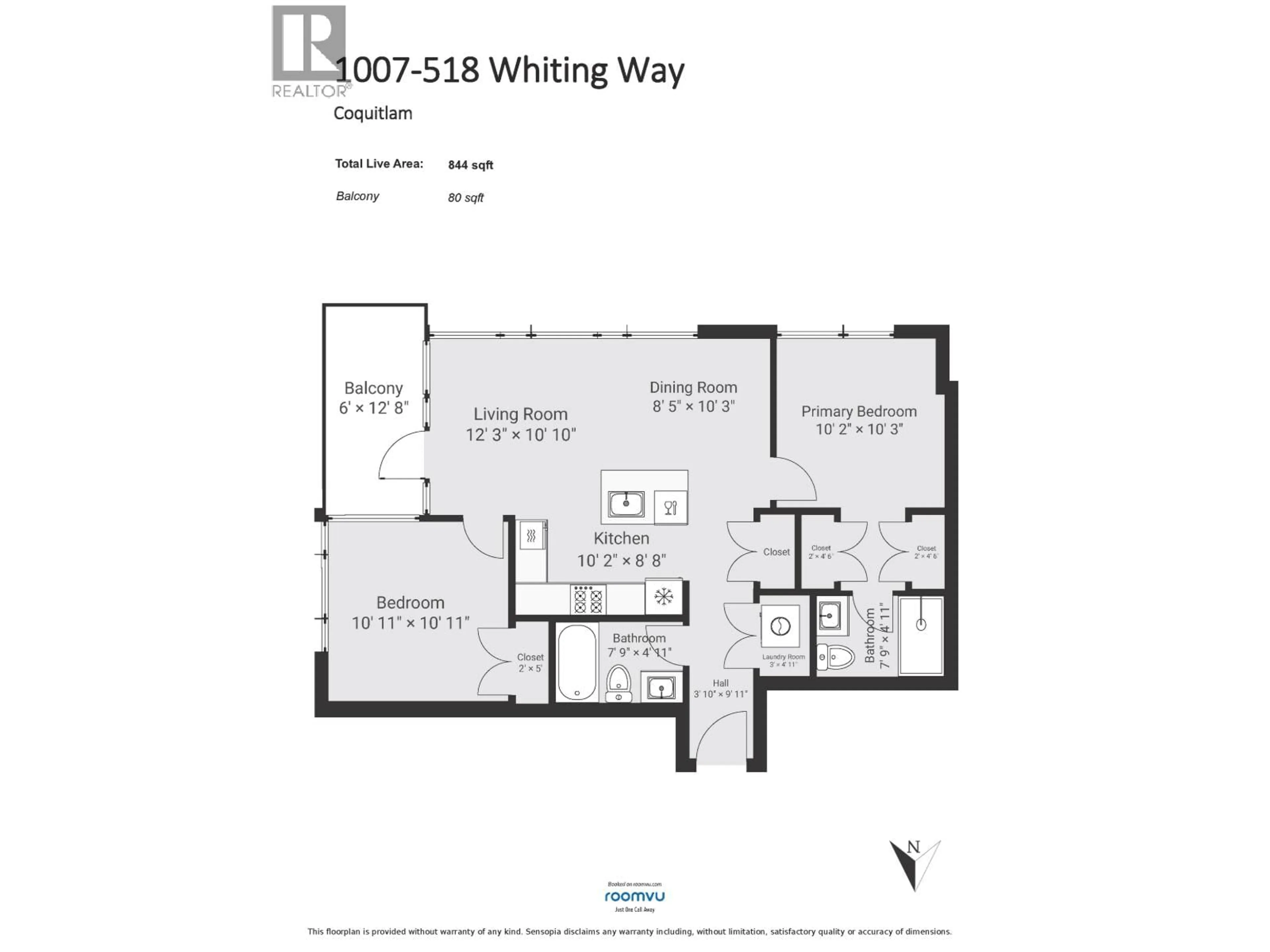 Floor plan for 1007 - 518 WHITING WAY, Coquitlam British Columbia V3J0H7