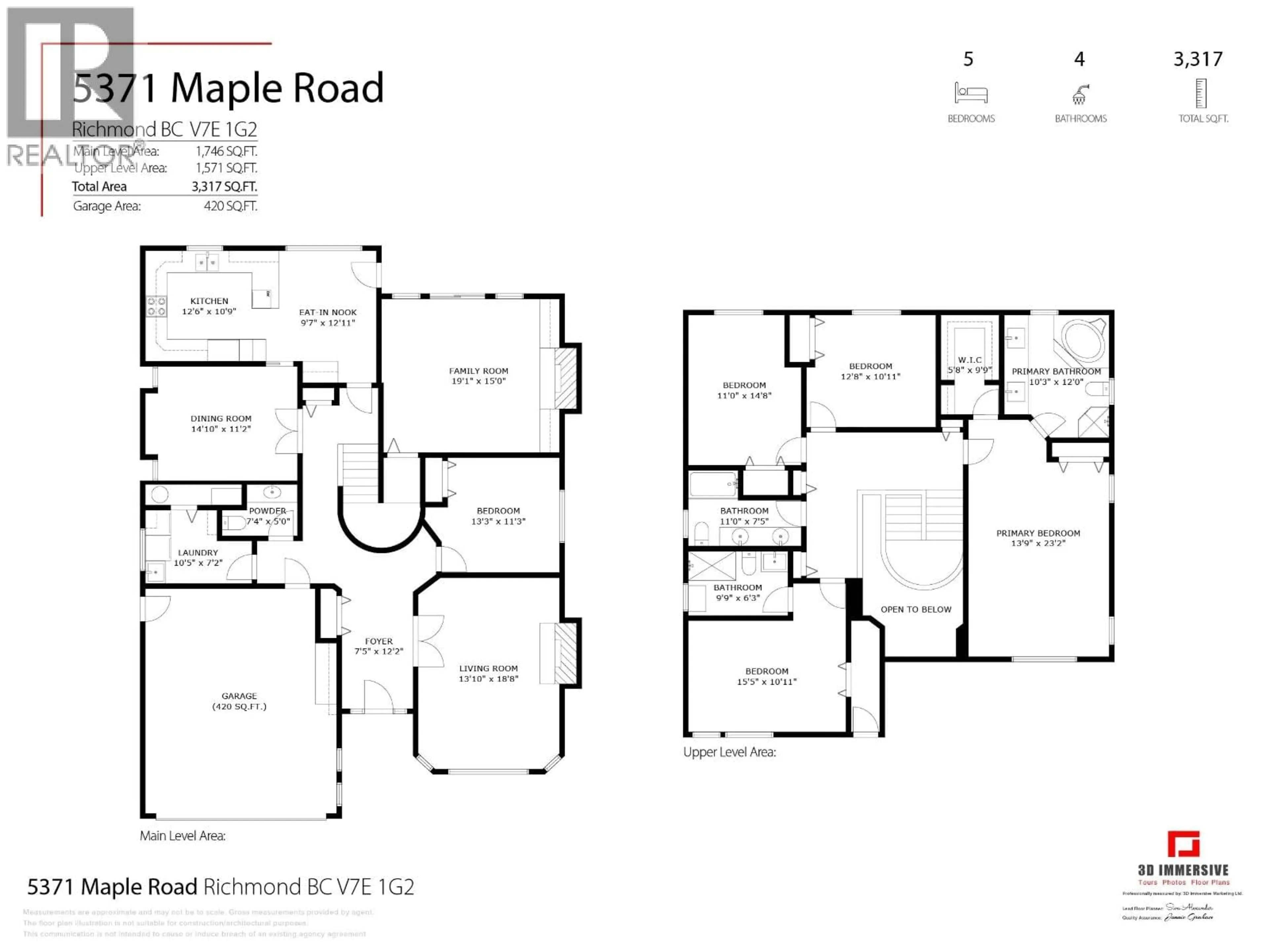 Floor plan for 5371 MAPLE ROAD, Richmond British Columbia V7E1G2