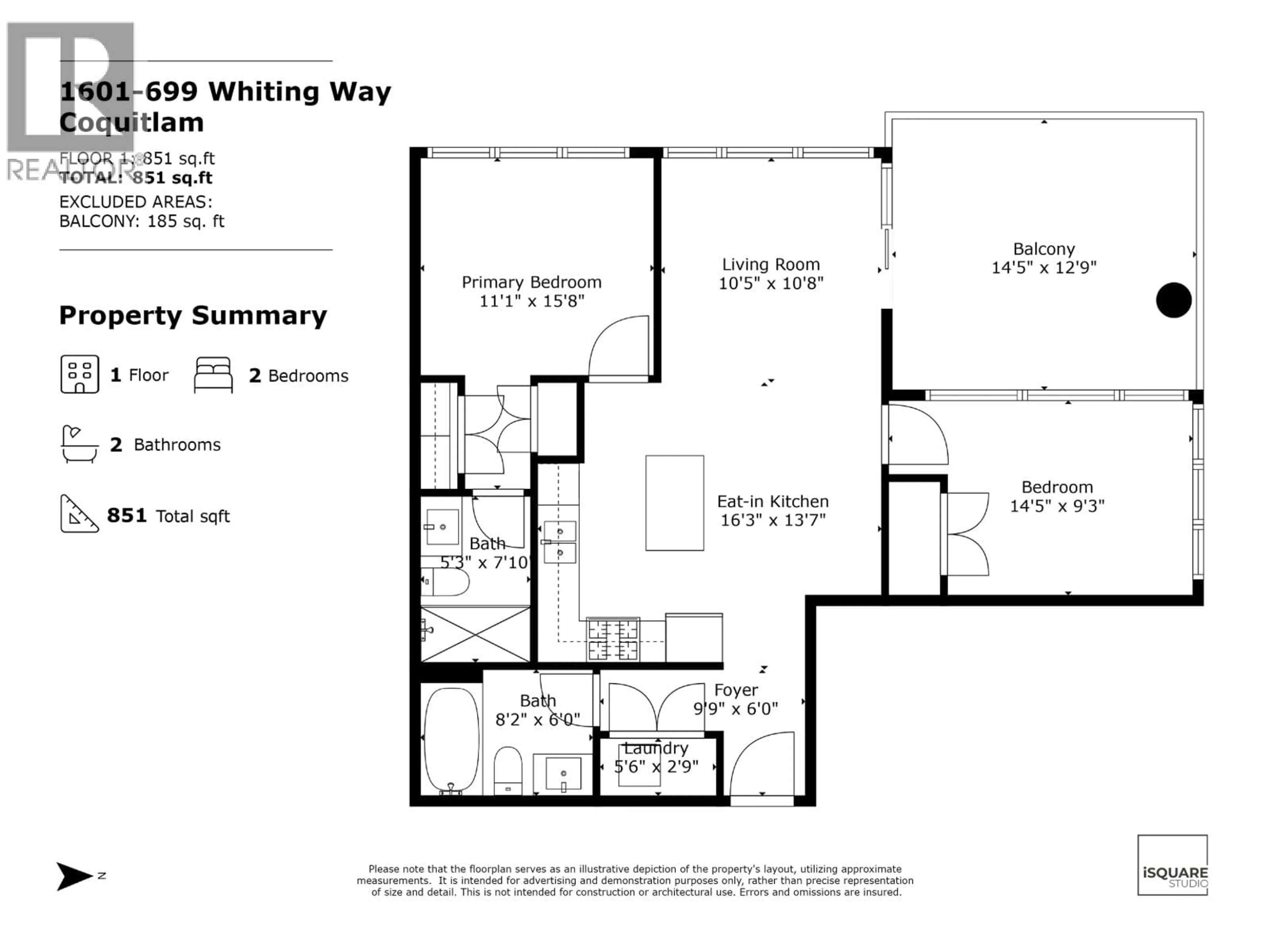 Floor plan for 1601 - 699 WHITING WAY, Coquitlam British Columbia V3J0N7