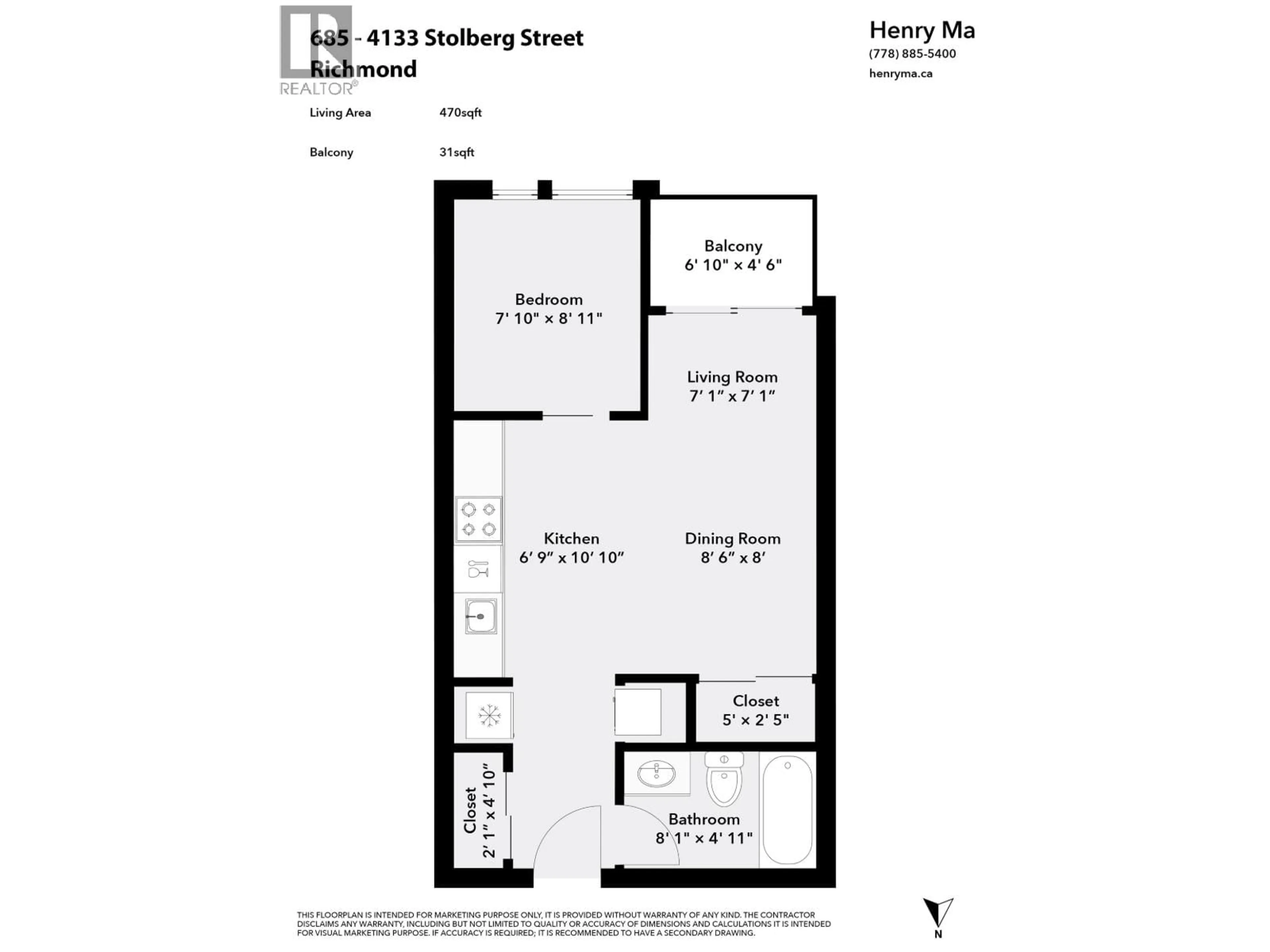 Floor plan for 686 - 4133 STOLBERG STREET, Richmond British Columbia V6X0J3
