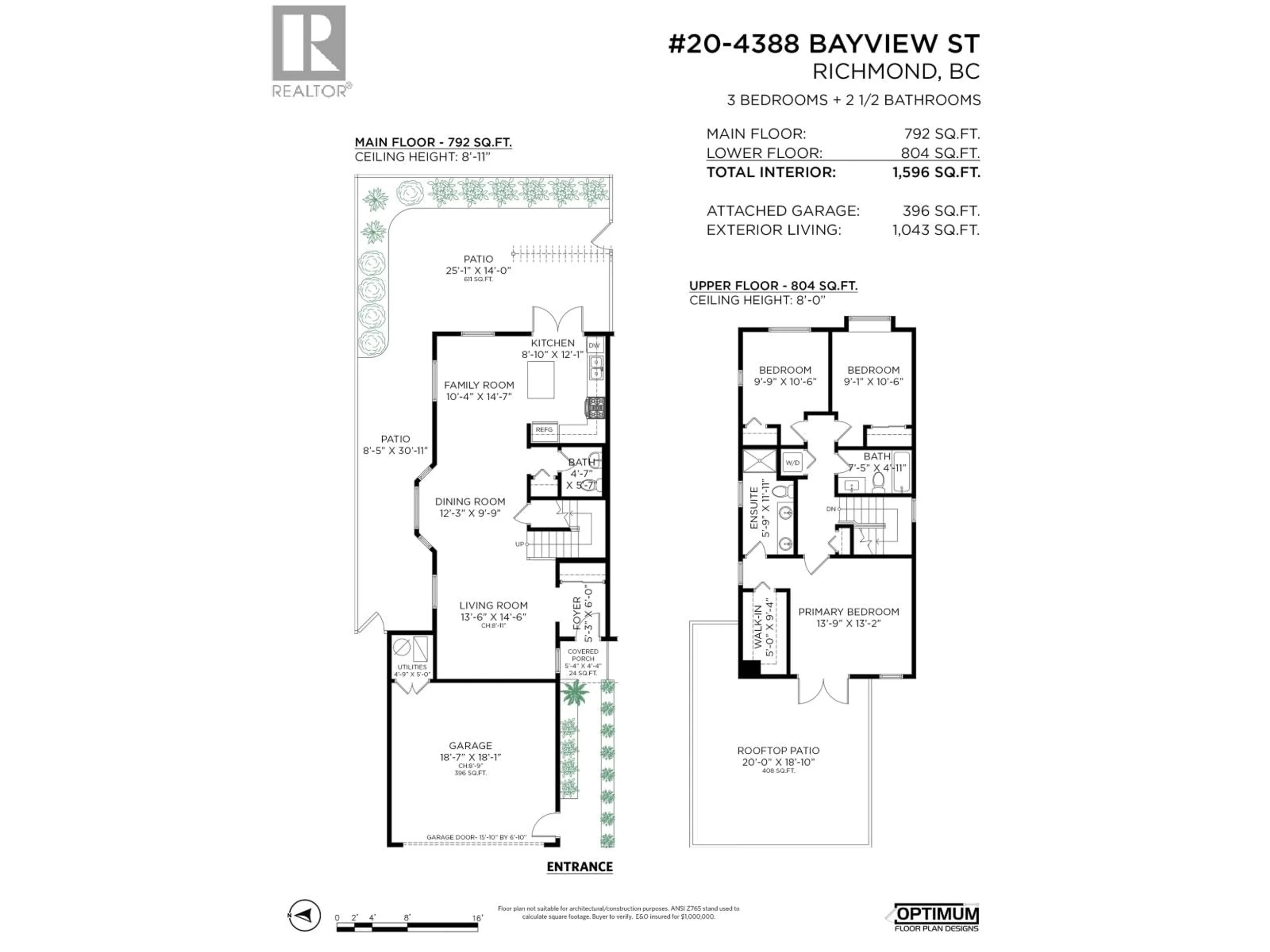 Floor plan for 20 - 4388 BAYVIEW STREET, Richmond British Columbia V7E6S9
