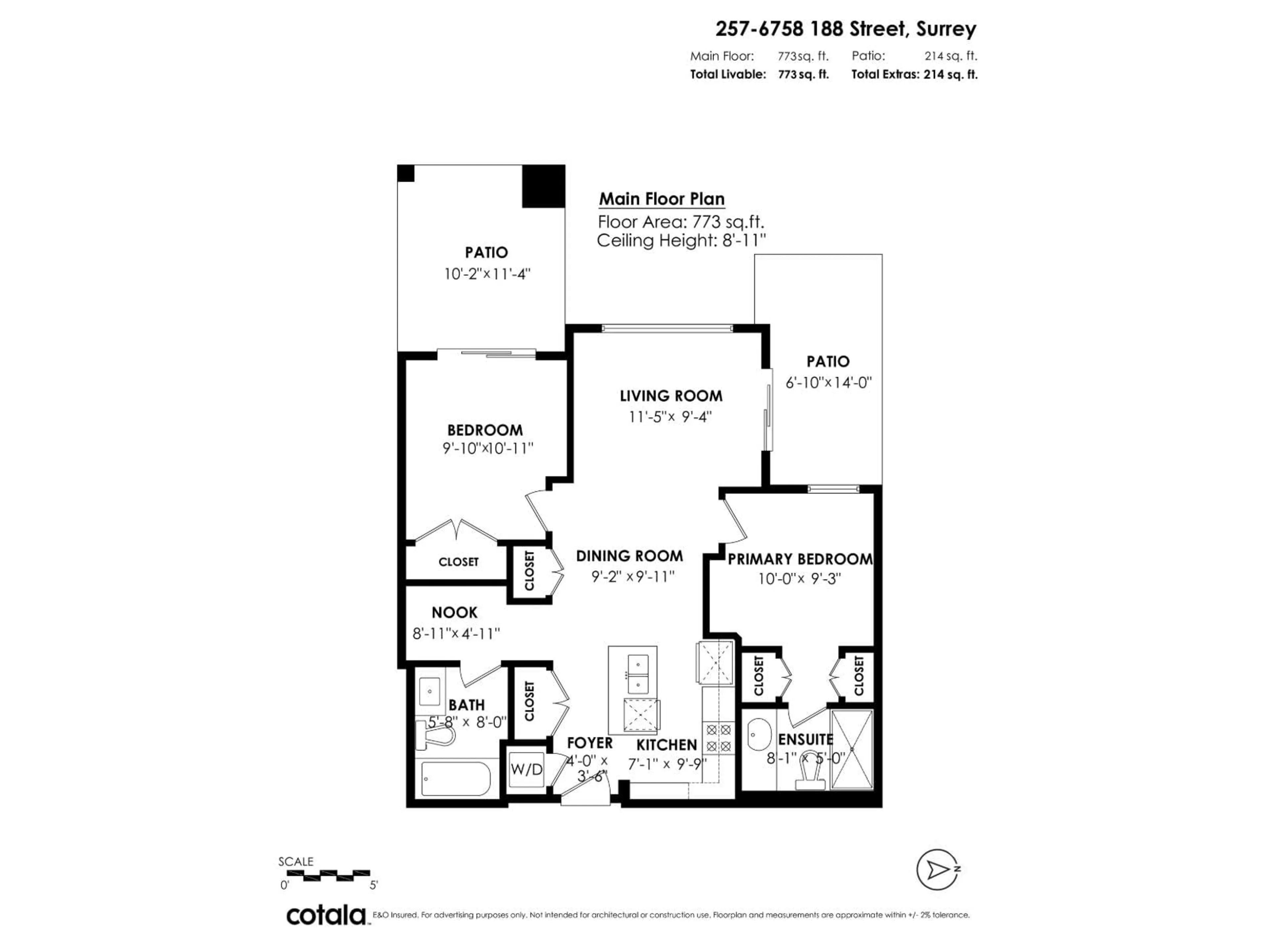 Floor plan for 257 - 6758 188, Surrey British Columbia V4N6K2