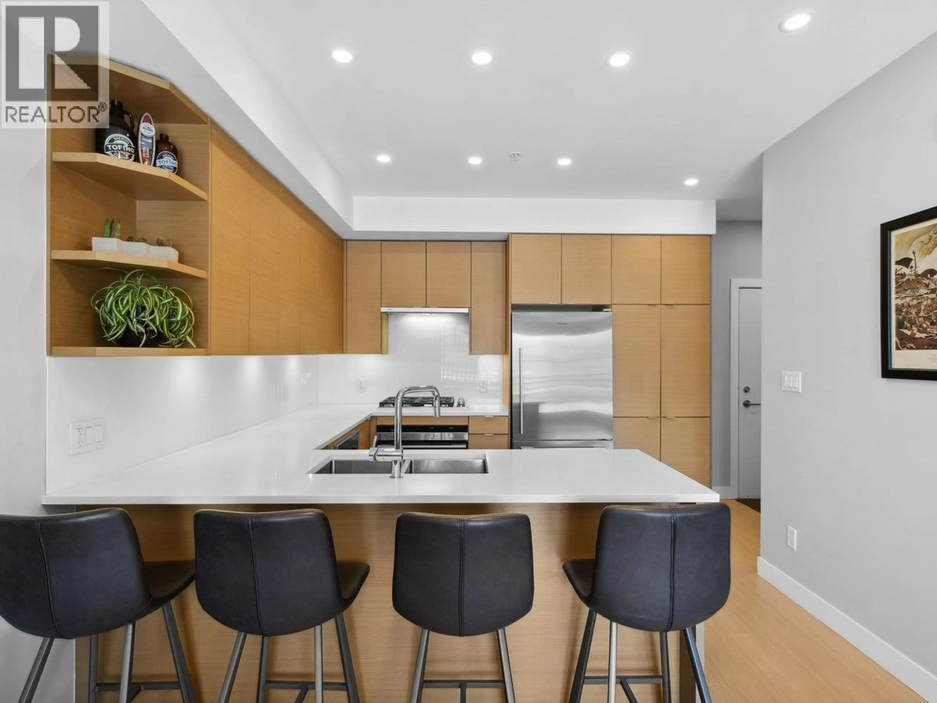 Contemporary kitchen, ceramic/tile floor for 208 - 2528 COLLINGWOOD STREET, Vancouver British Columbia V6R0C1