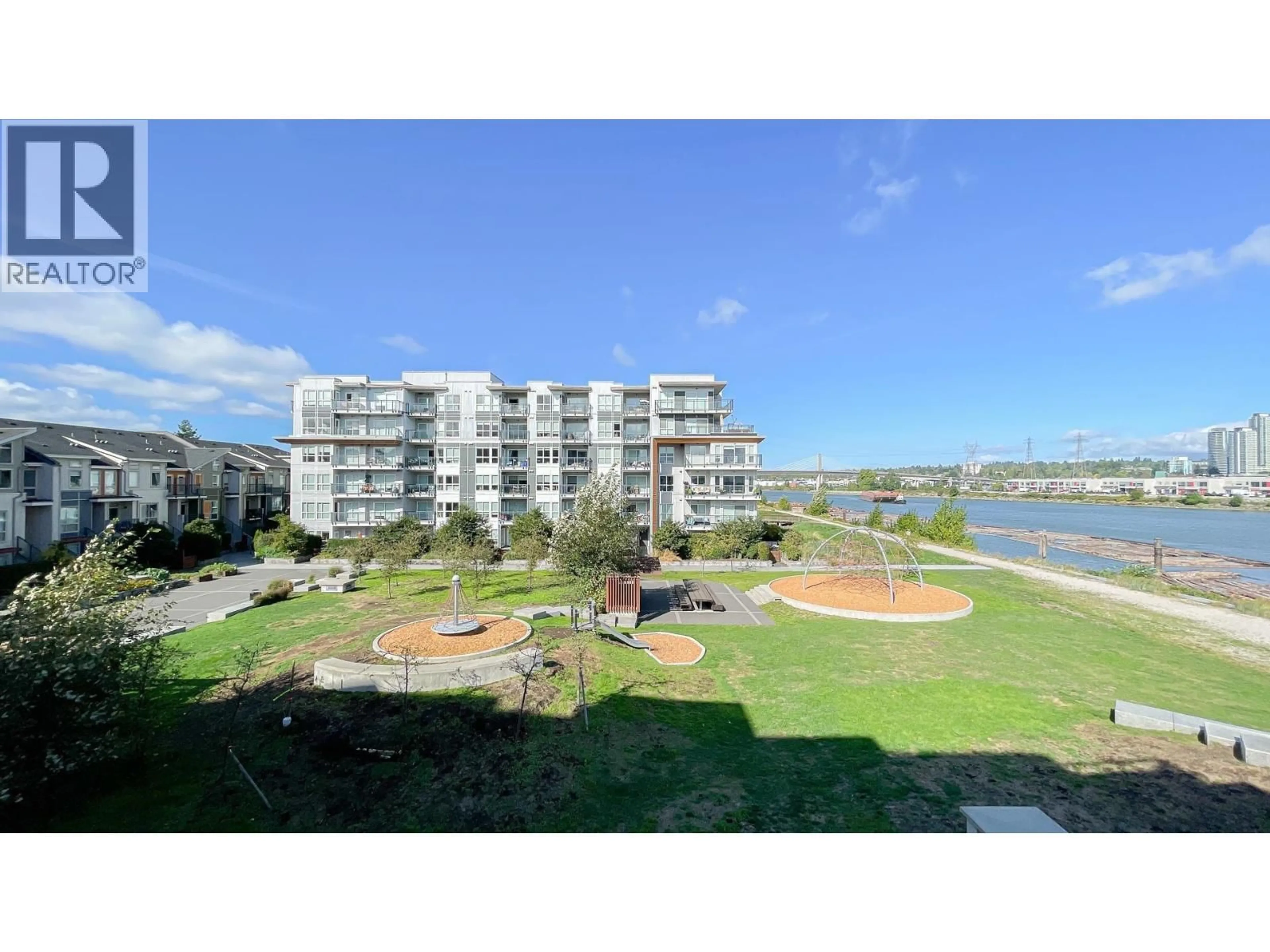 A pic from outside/outdoor area/front of a property/back of a property/a pic from drone, water/lake/river/ocean view for 313 - 10177 RIVER DRIVE, Richmond British Columbia V6X0S2