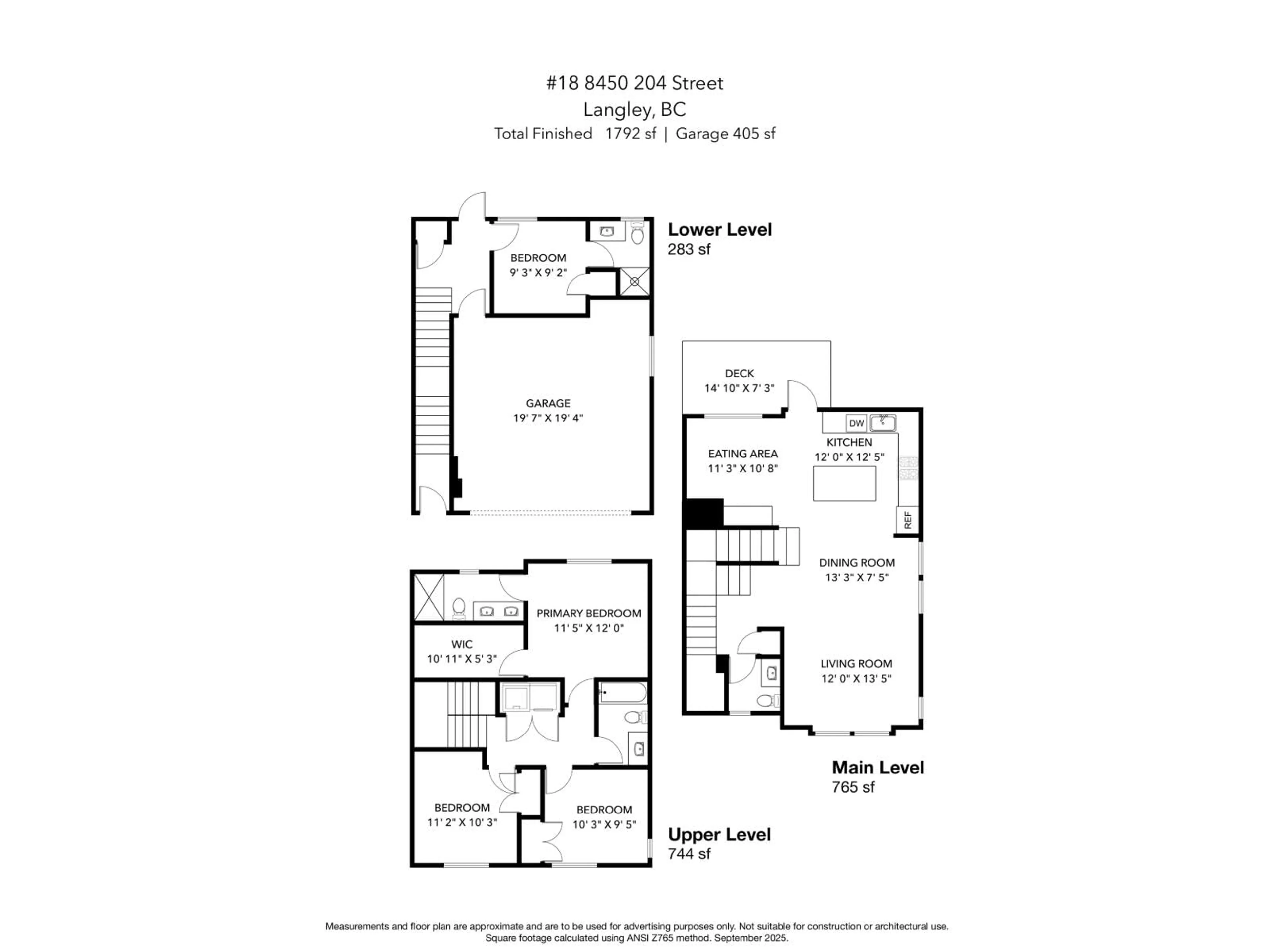 Floor plan for 18 - 8450 204, Langley British Columbia V2Y3M7