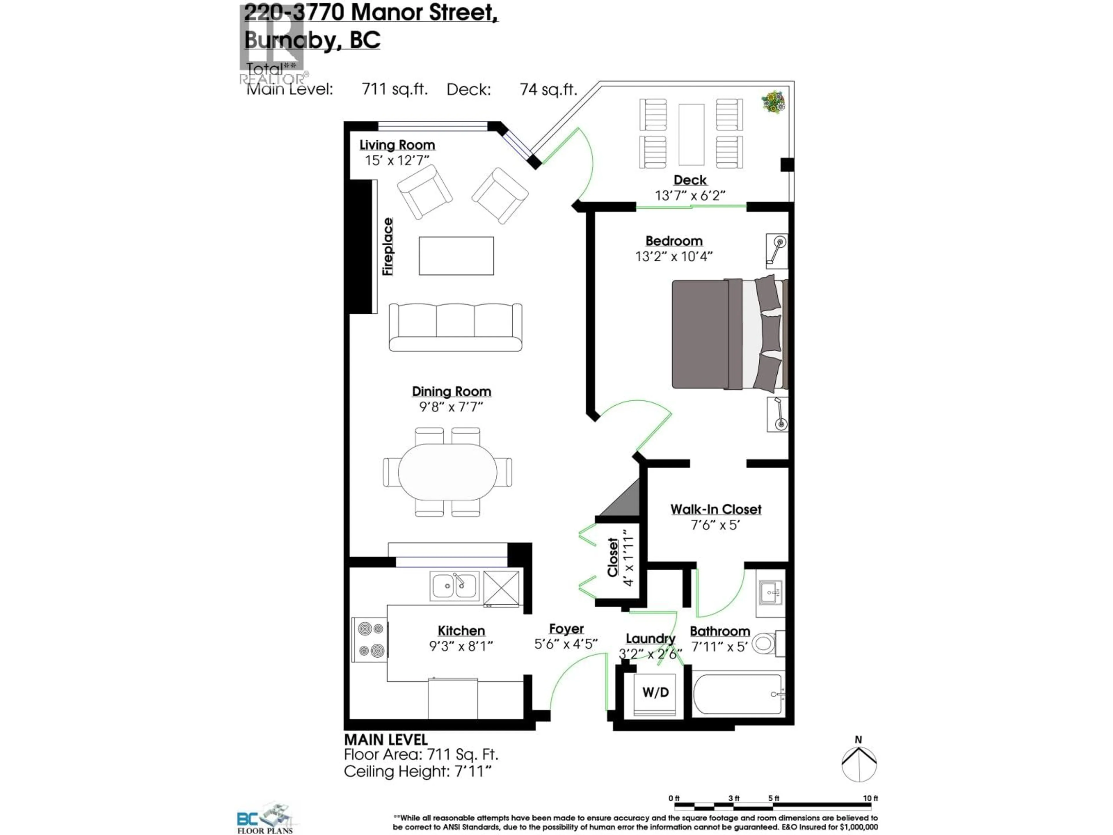 Floor plan for 220 - 3770 MANOR STREET, Burnaby British Columbia V5G4T5