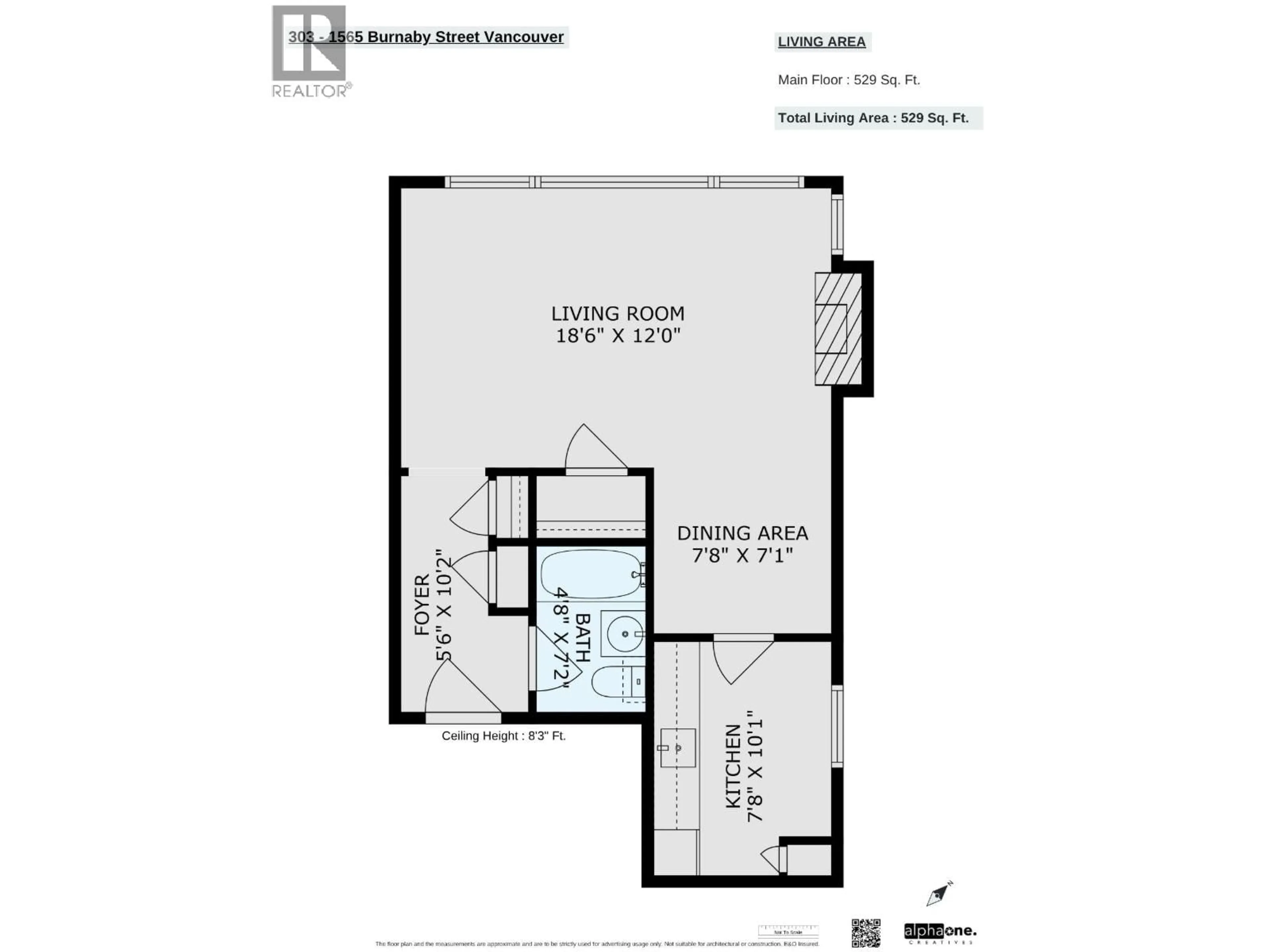 Floor plan for 303 - 1565 BURNABY STREET, Vancouver British Columbia V6G1X1