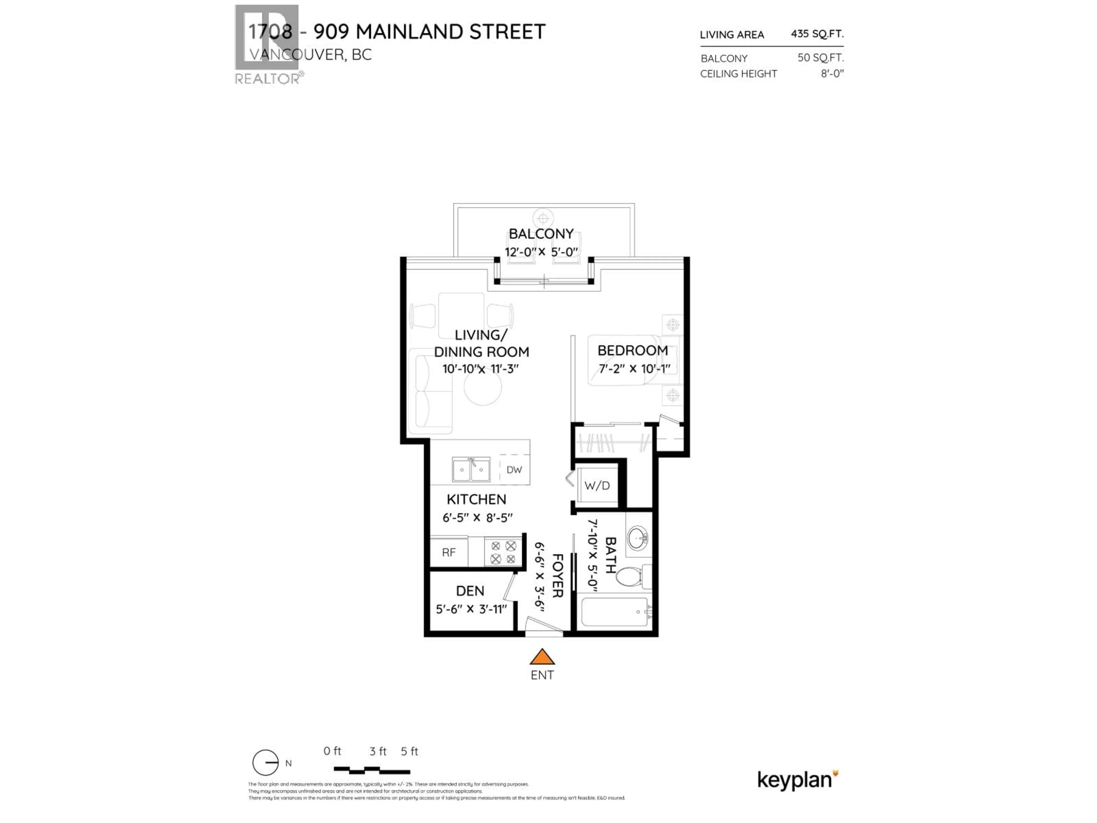 Floor plan for 1708 - 909 MAINLAND STREET, Vancouver British Columbia V6B1S3