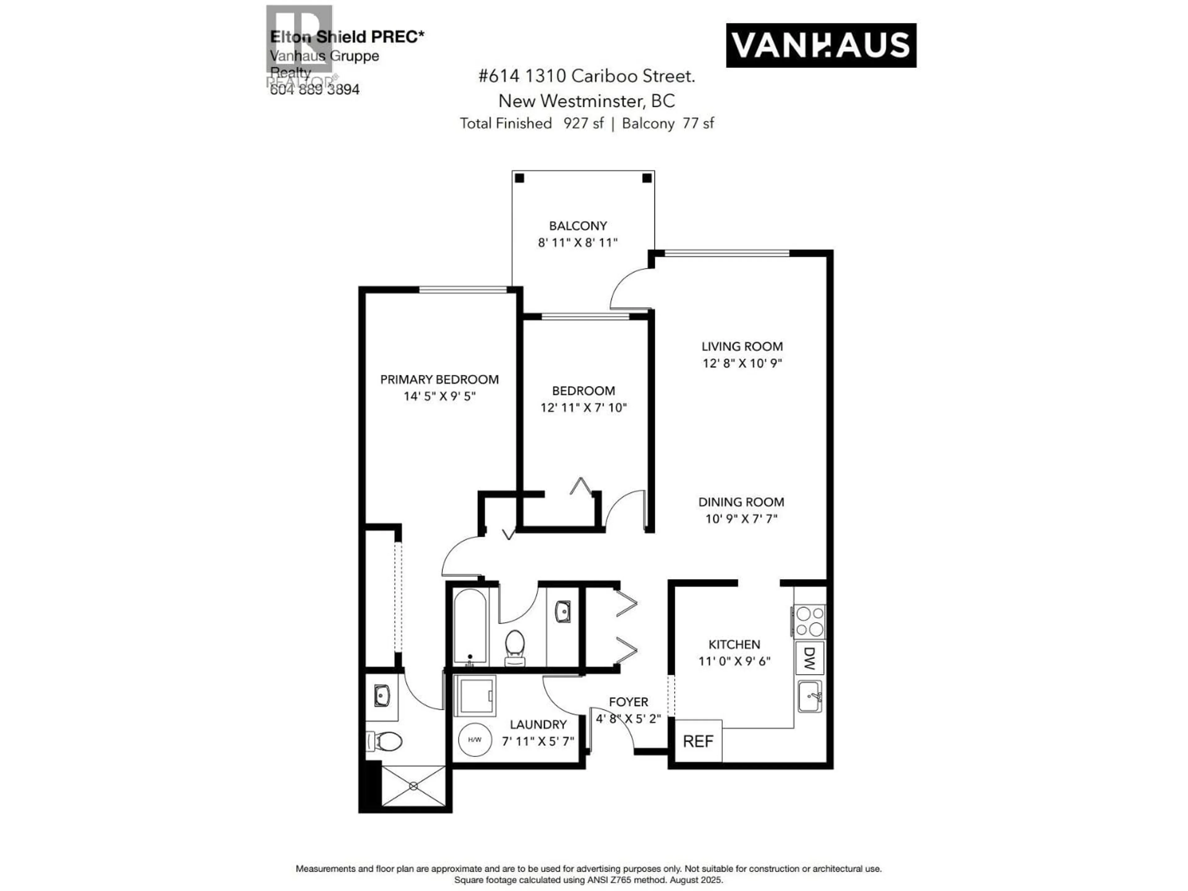 Floor plan for 614 - 1310 CARIBOO STREET, New Westminster British Columbia V3M1X2