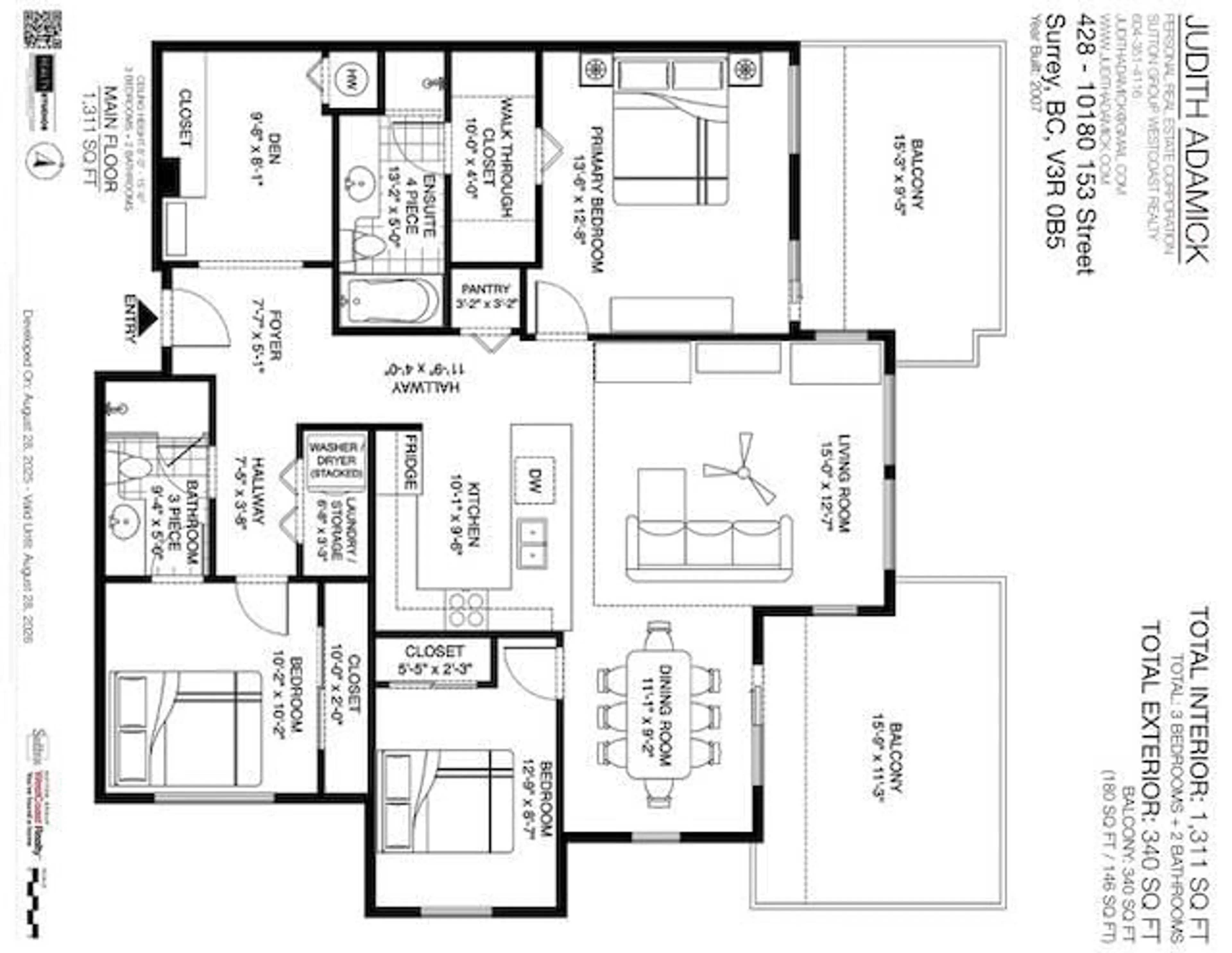 Floor plan for 428 - 10180 153, Surrey British Columbia V3R0B5