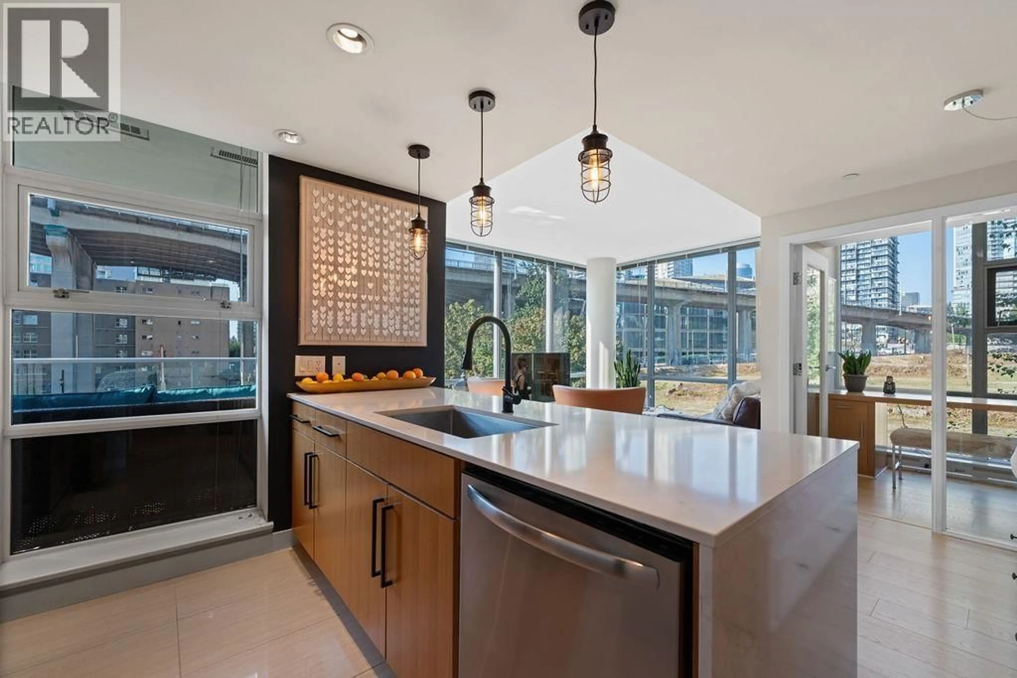 Contemporary kitchen, ceramic/tile floor for 305 - 638 BEACH CRESCENT, Vancouver British Columbia V6Z3H4