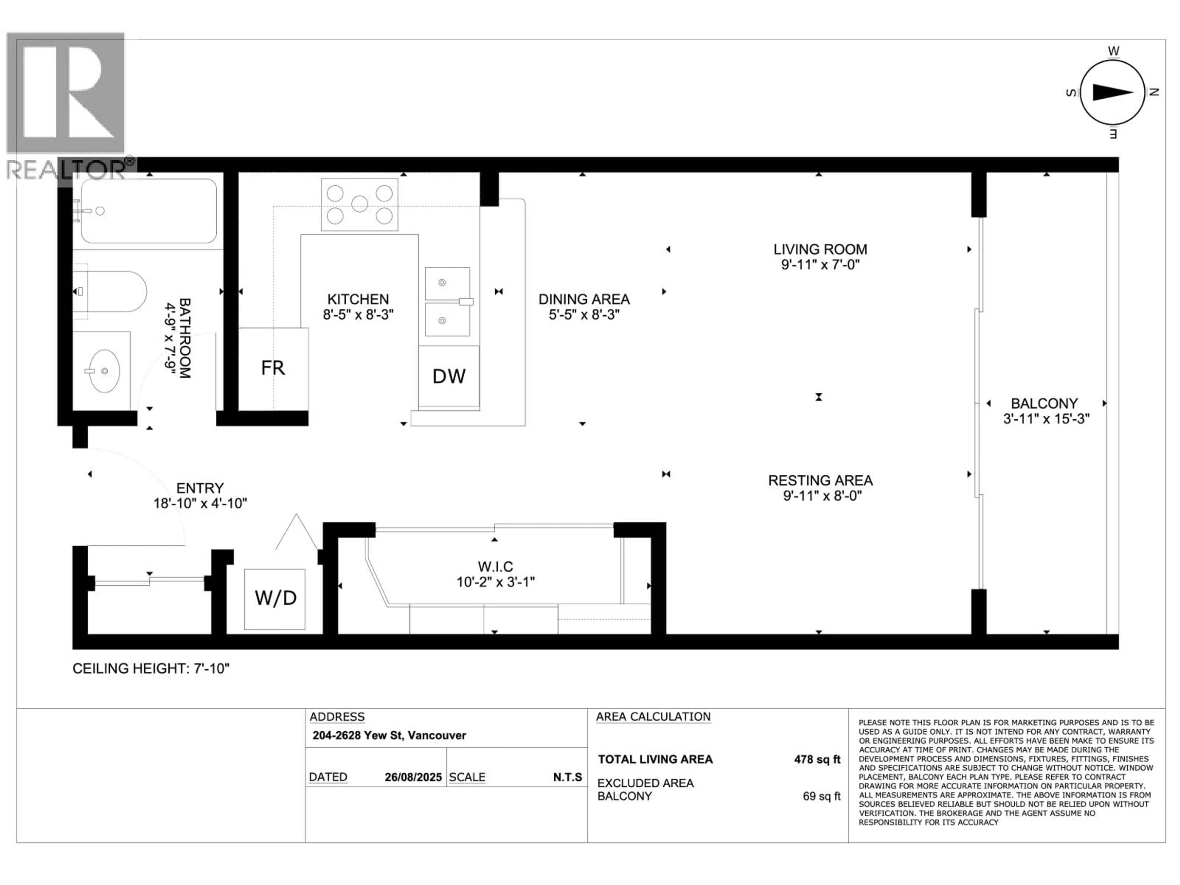 Floor plan for 204 - 2628 YEW STREET, Vancouver British Columbia V6K4T4