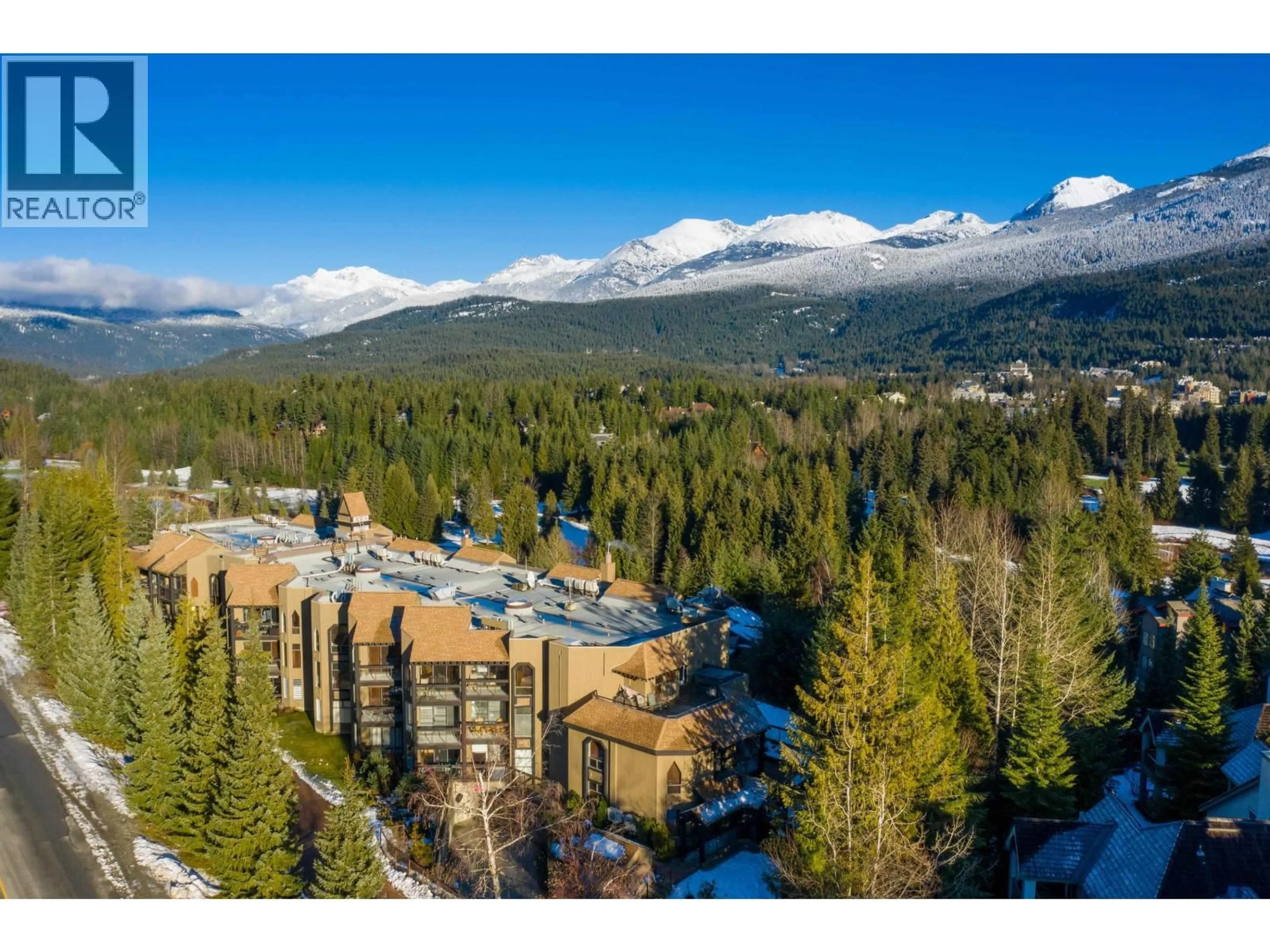 A pic from outside/outdoor area/front of a property/back of a property/a pic from drone, mountain view for 213 - 3217 BLUEBERRY DRIVE, Whistler British Columbia V8E0B8