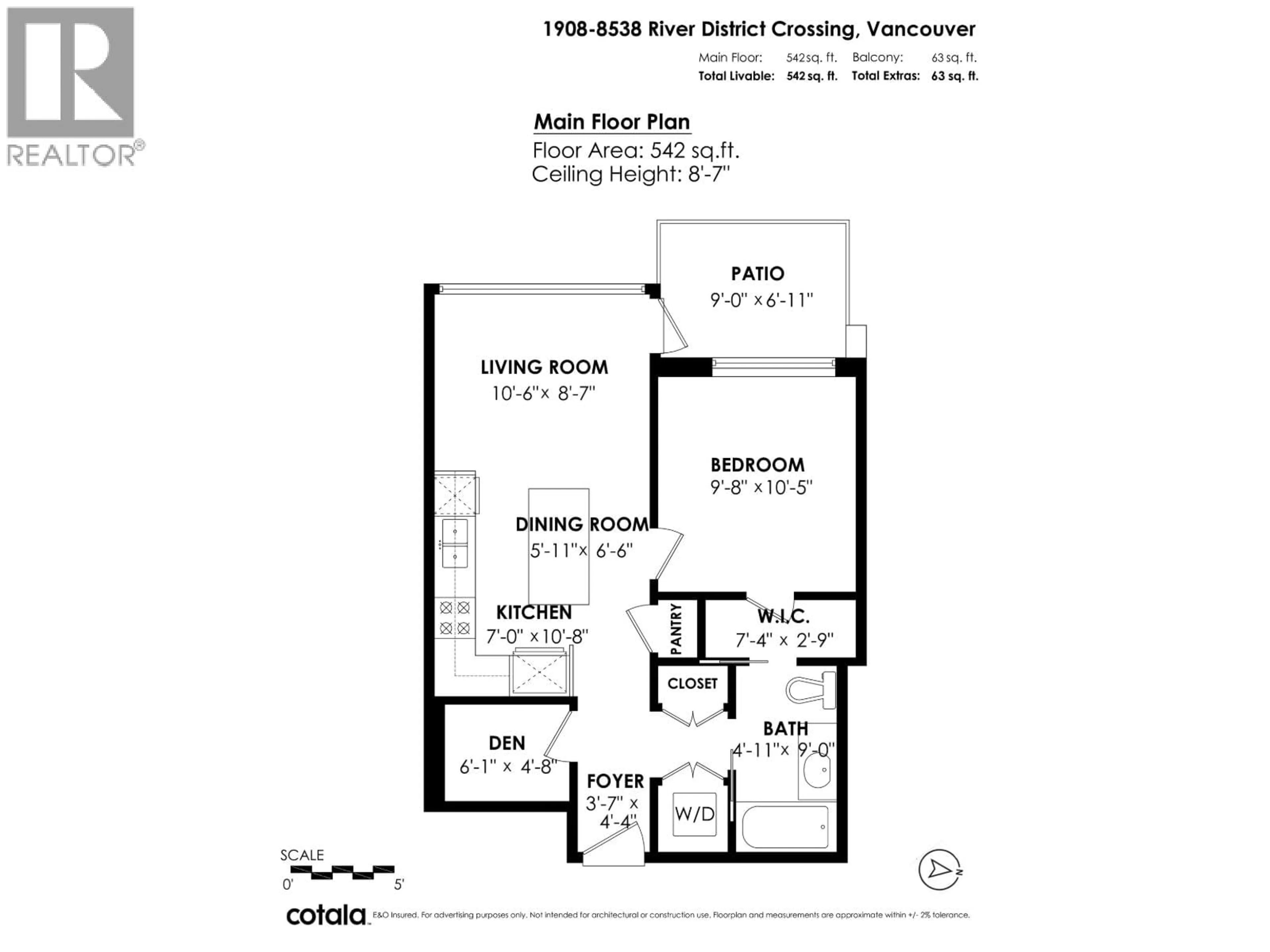 Floor plan for 1908 - 8538 RIVER DISTRICT CROSSING, Vancouver British Columbia V5S0C9