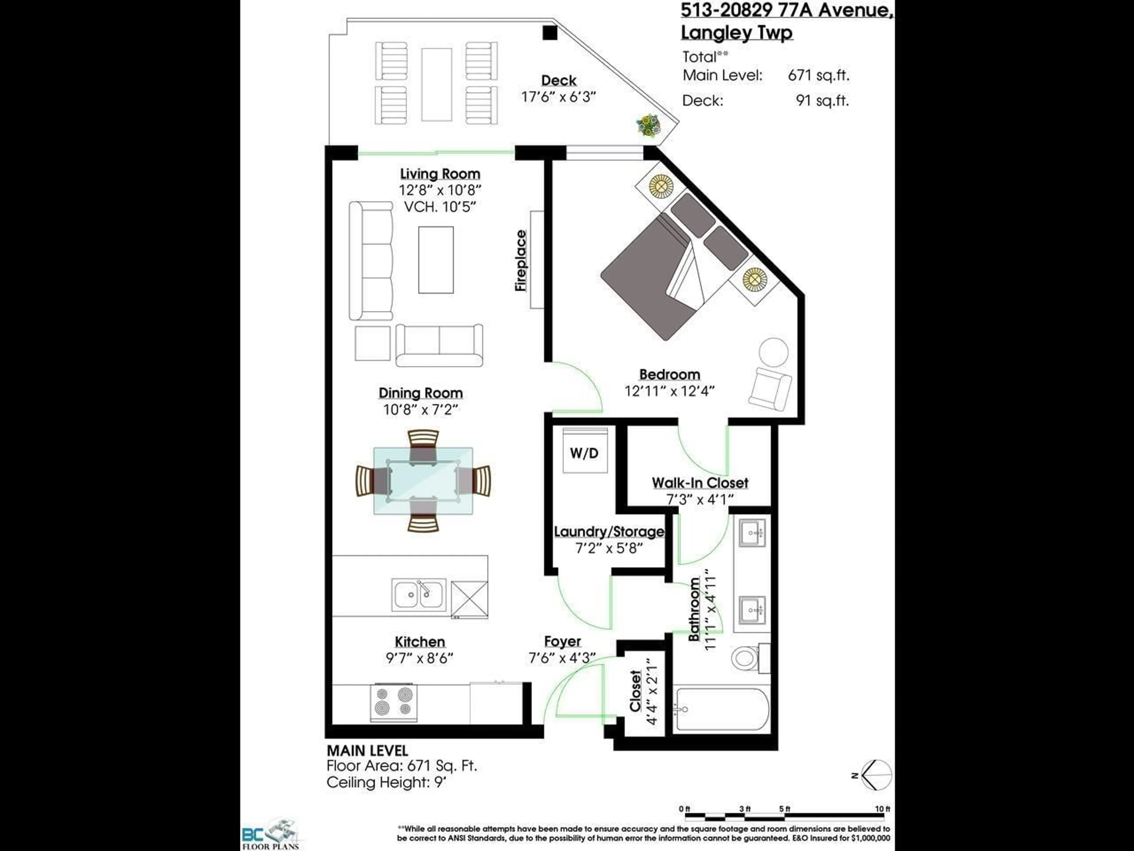 Floor plan for 513 - 20829 77A, Langley British Columbia V2Y0Y5