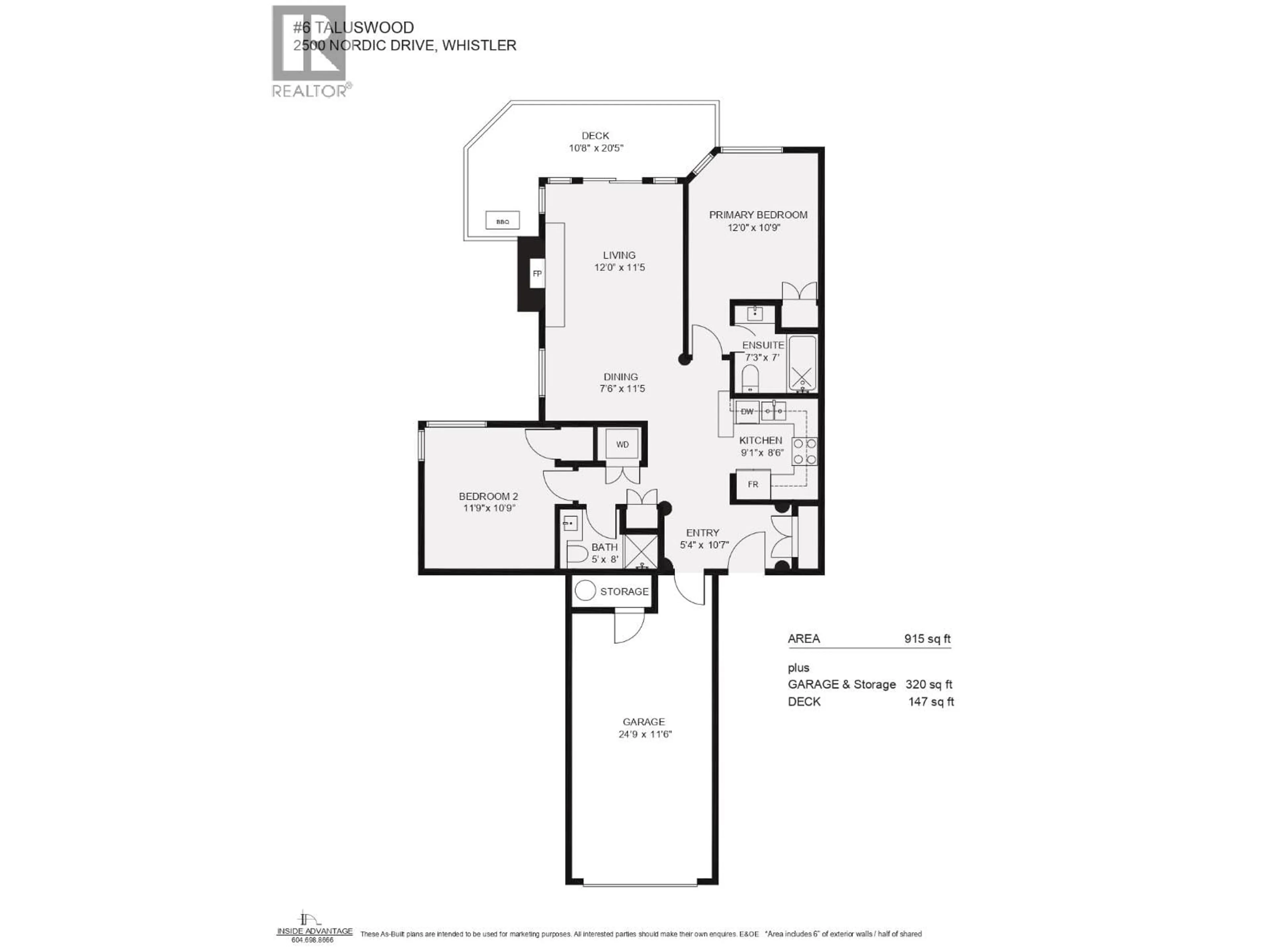Floor plan for 6 - 2250 NORDIC DRIVE, Whistler British Columbia V8E0P4