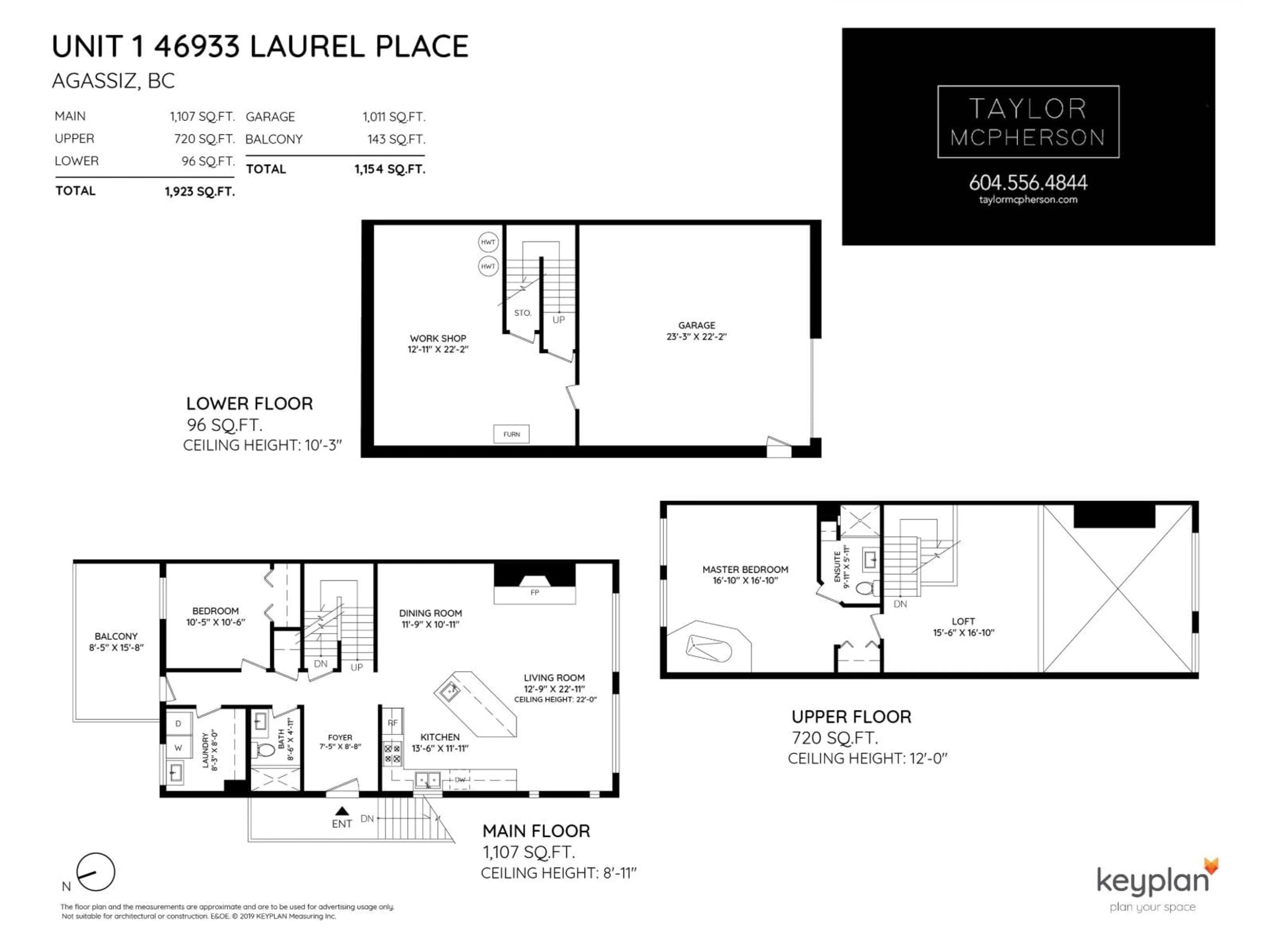 Floor plan for 1 - 46933 LAUREL, Agassiz British Columbia V0M1A1