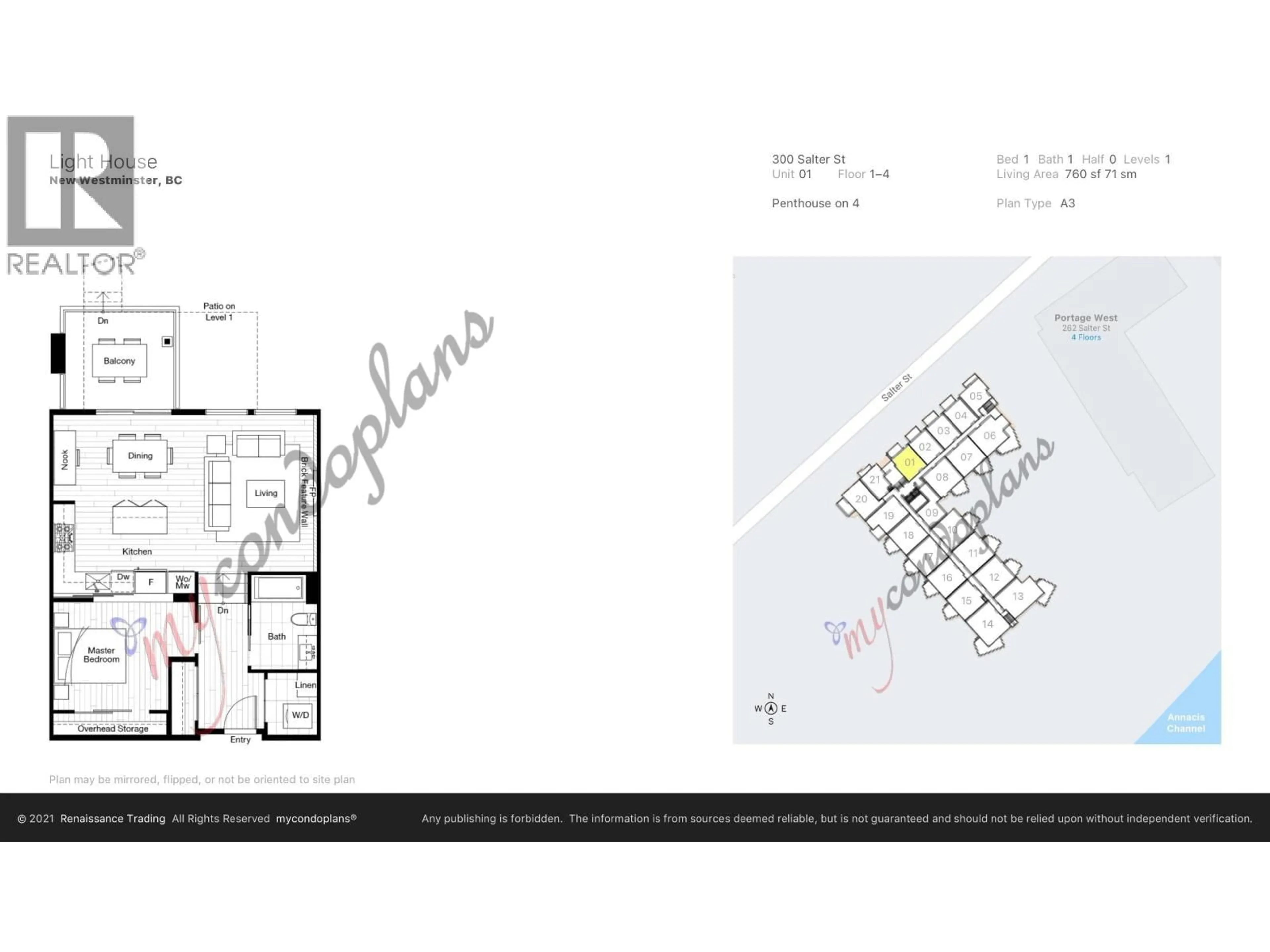 Floor plan for 401 - 300 SALTER STREET, New Westminster British Columbia V3M0L9