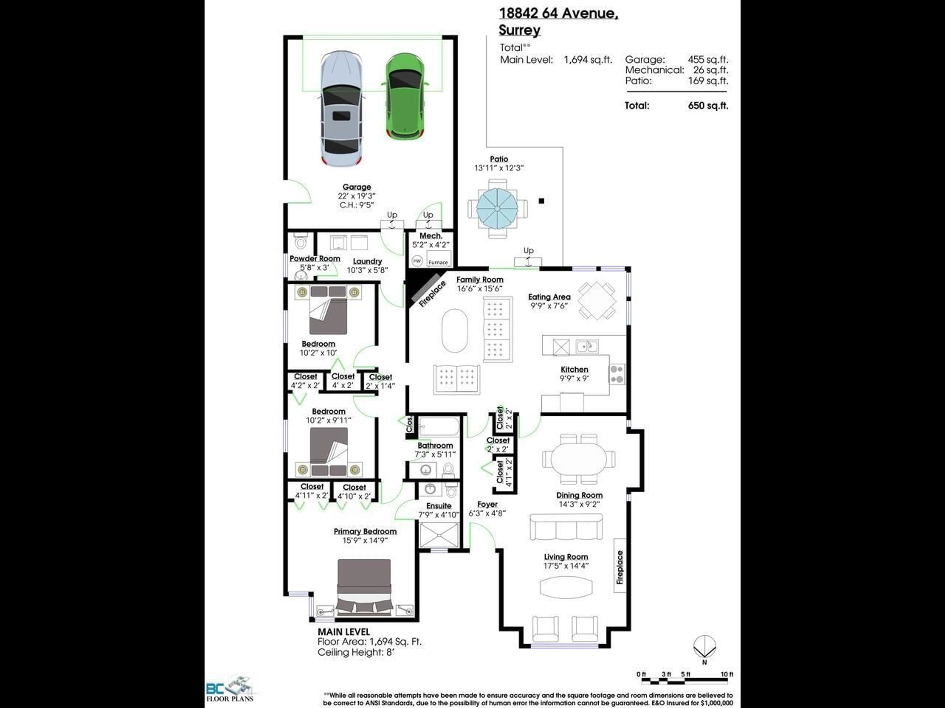Floor plan for 18842 64, Surrey British Columbia V3S7T9