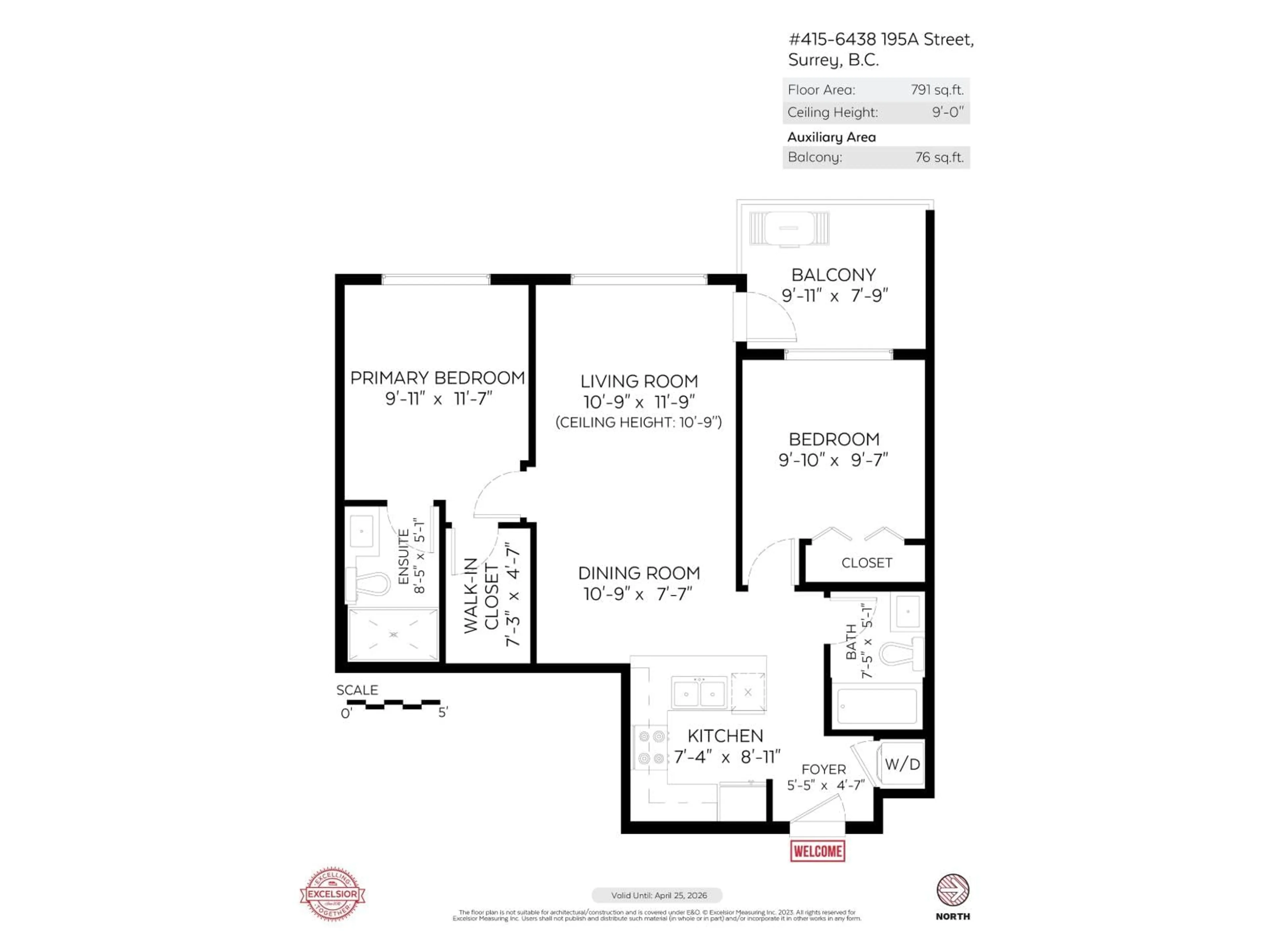Floor plan for 415 - 6438 195A, Surrey British Columbia V4N6R5