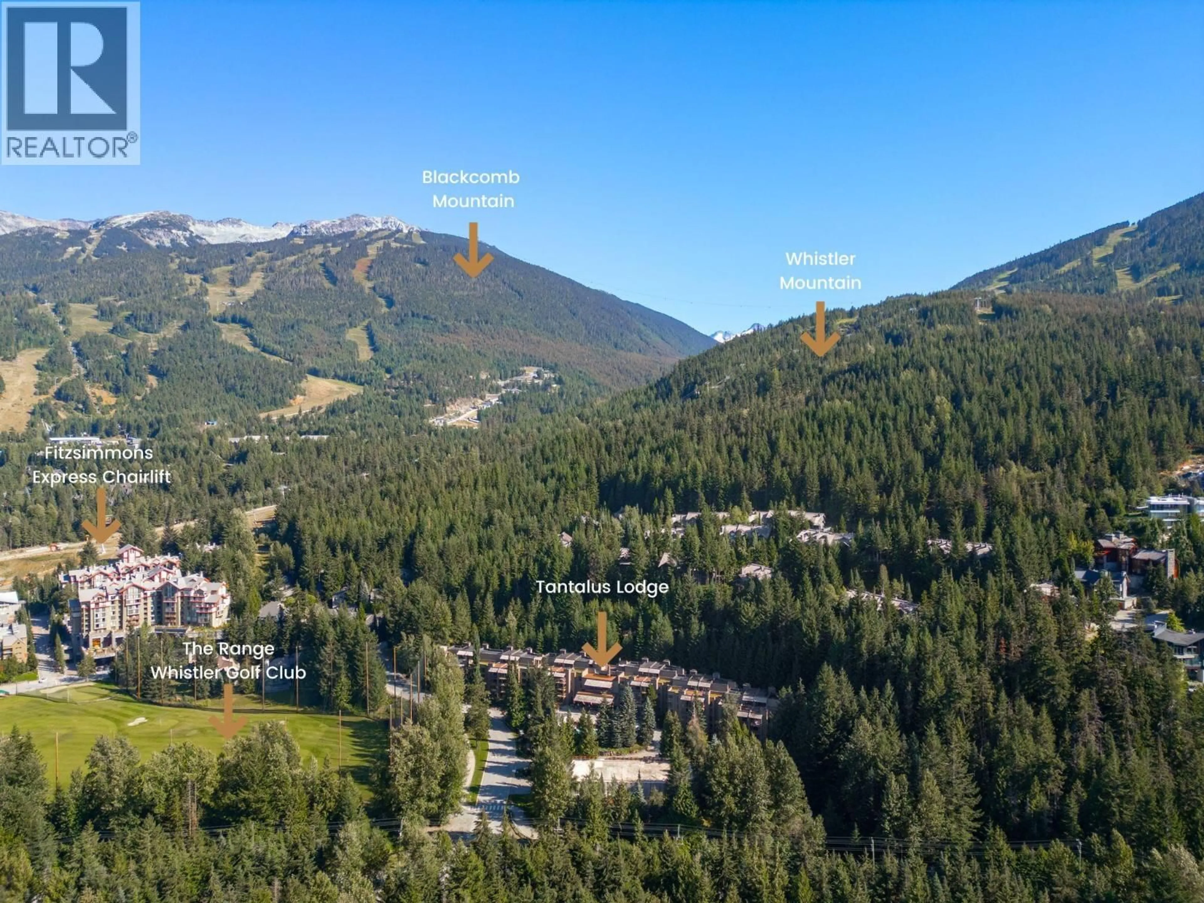 A pic from outside/outdoor area/front of a property/back of a property/a pic from drone, mountain view for 413 - 4200 WHISTLER WAY, Whistler British Columbia V8E1J4