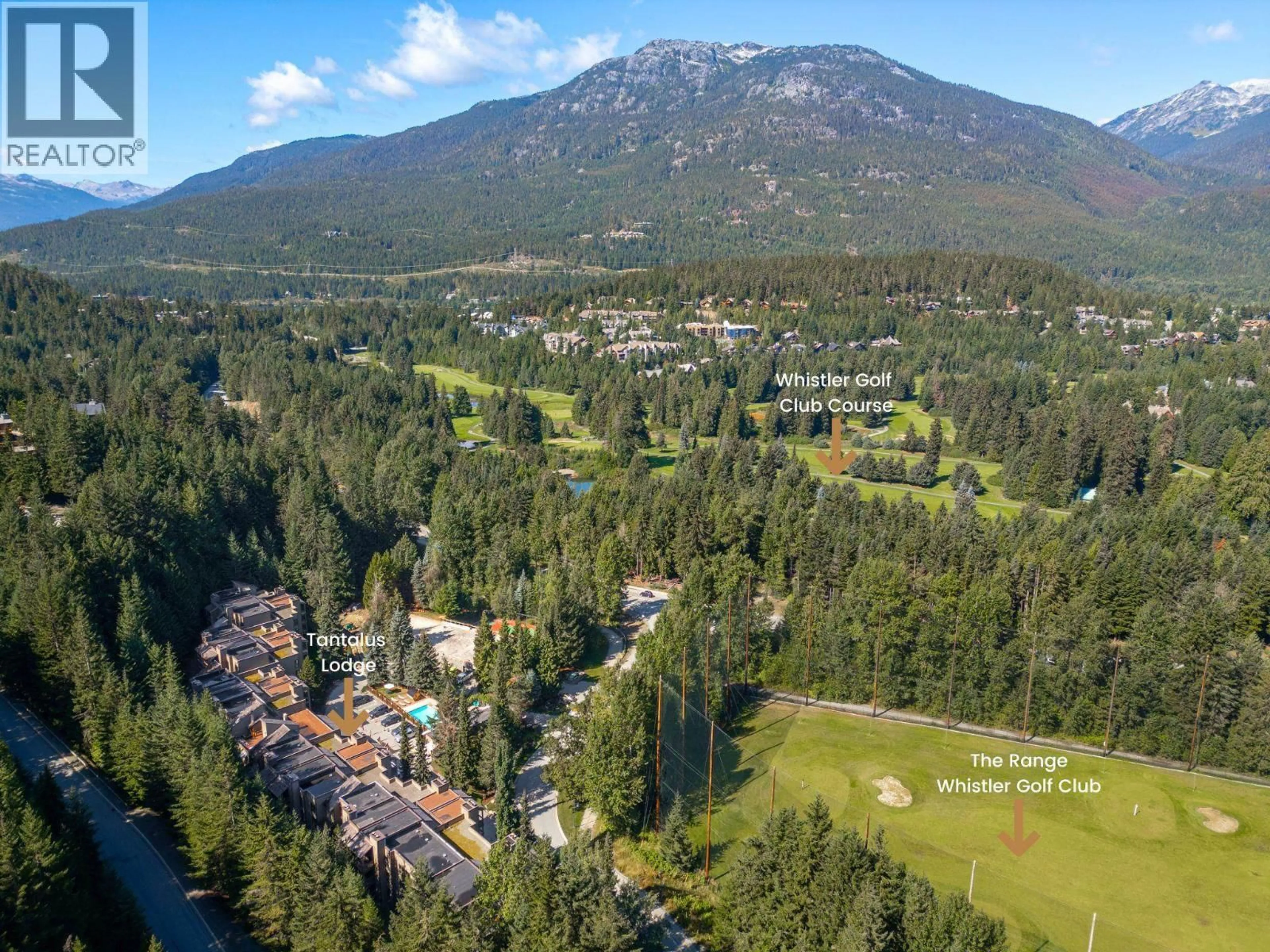 A pic from outside/outdoor area/front of a property/back of a property/a pic from drone, mountain view for 413 - 4200 WHISTLER WAY, Whistler British Columbia V8E1J4