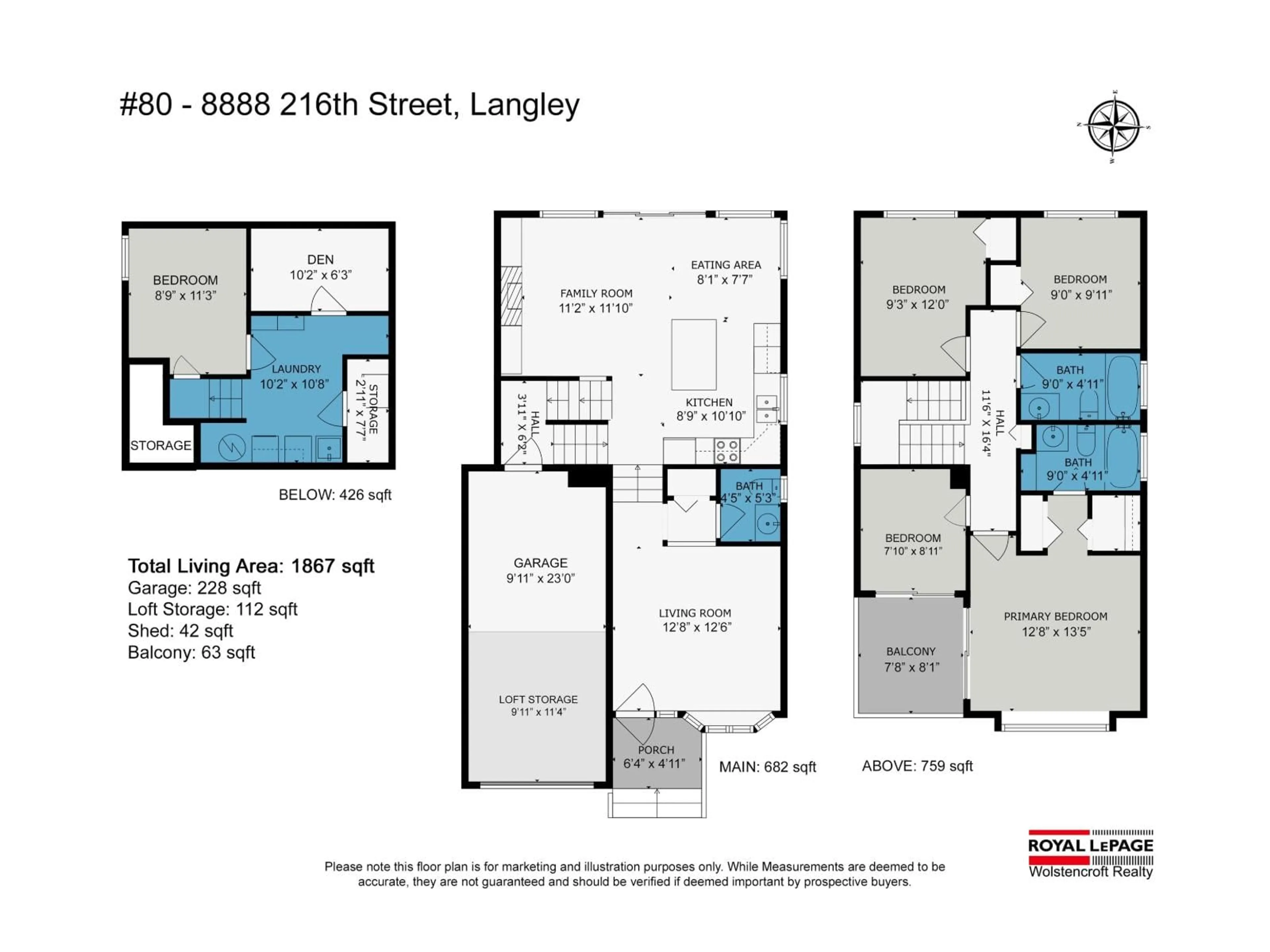 Floor plan for 80 - 8888 216, Langley British Columbia V1M3Z7