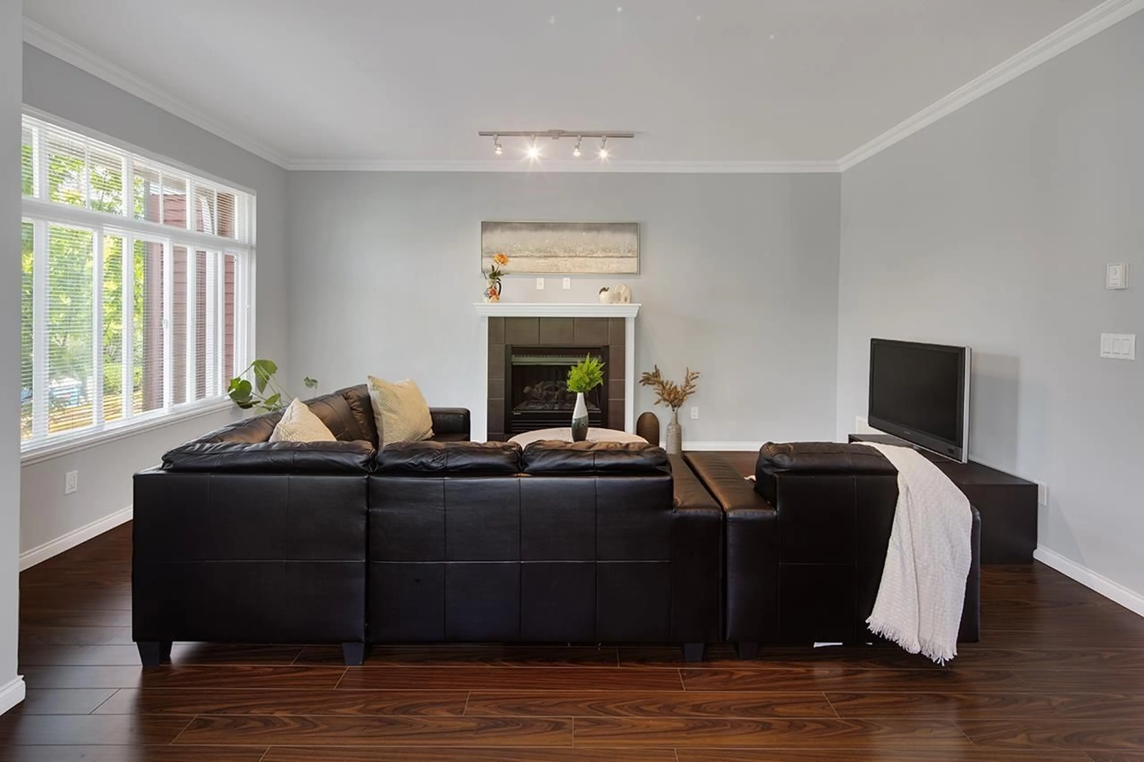 Living room with furniture, wood/laminate floor for 81 - 19455 65, Surrey British Columbia V4N0Z1