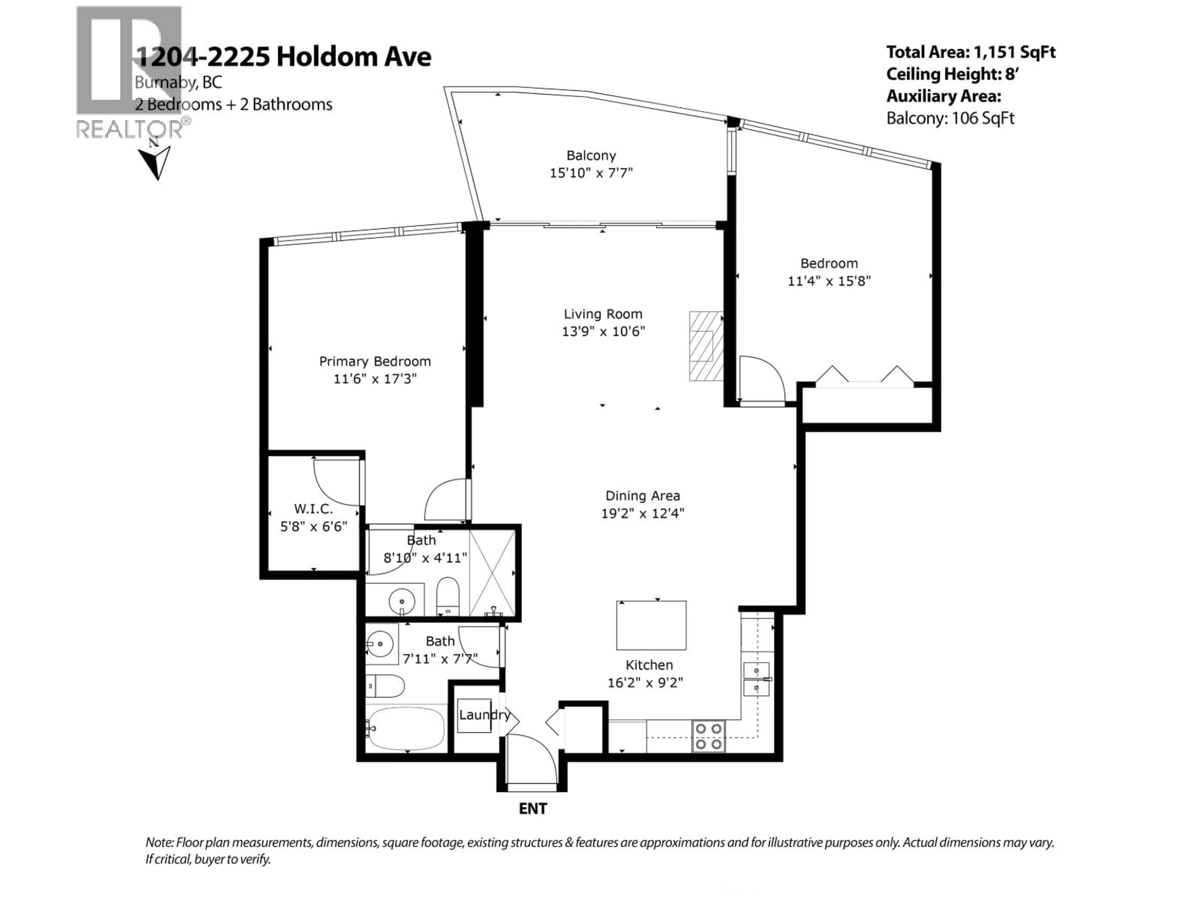 Floor plan for 1204 - 2225 HOLDOM AVENUE, Burnaby British Columbia V5B0A1
