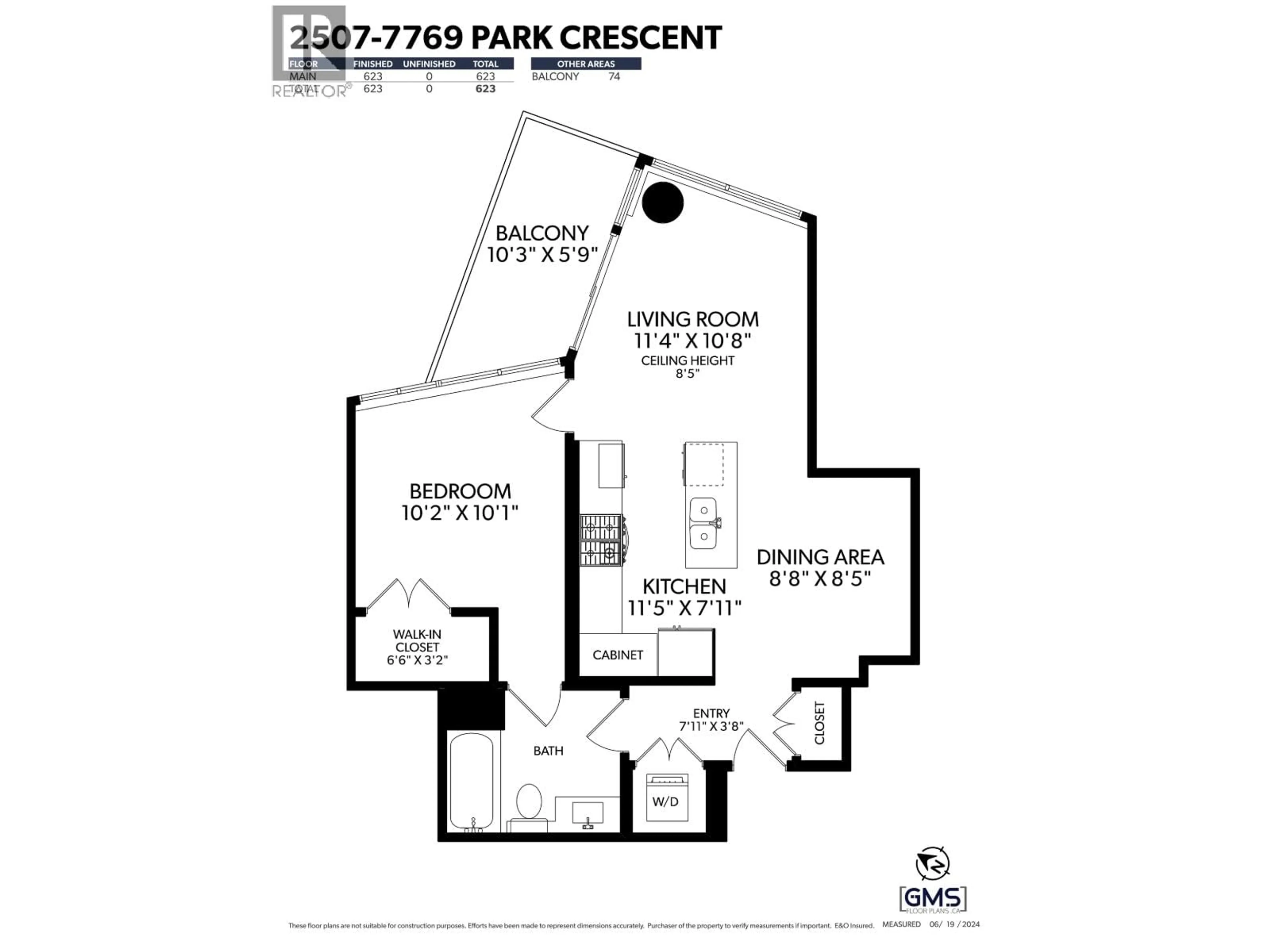 Floor plan for 2507 - 7769 PARK CRESCENT, Burnaby British Columbia V3N0J7
