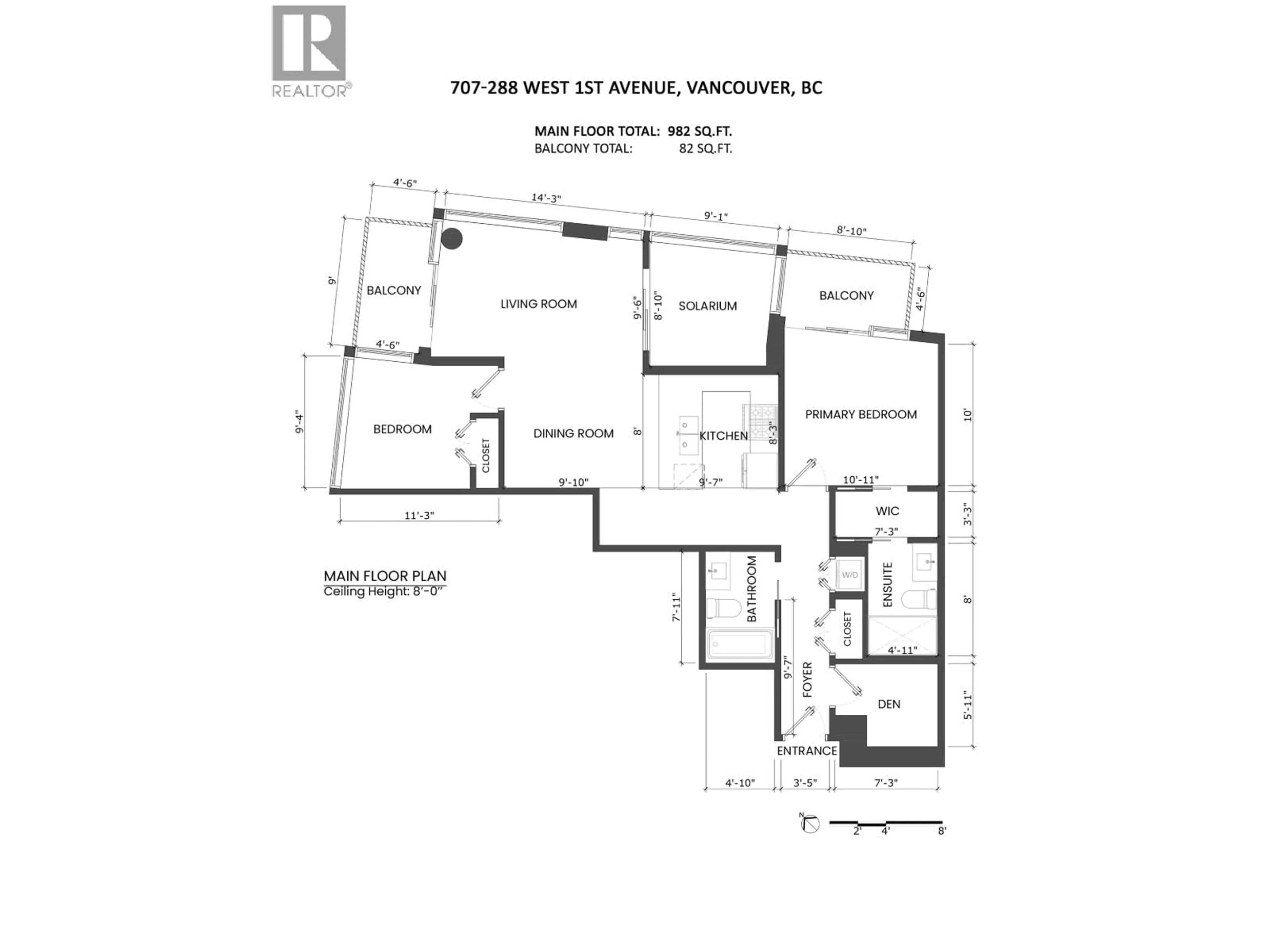 Floor plan for 707 - 288 1ST AVENUE, Vancouver British Columbia V5Y0E9