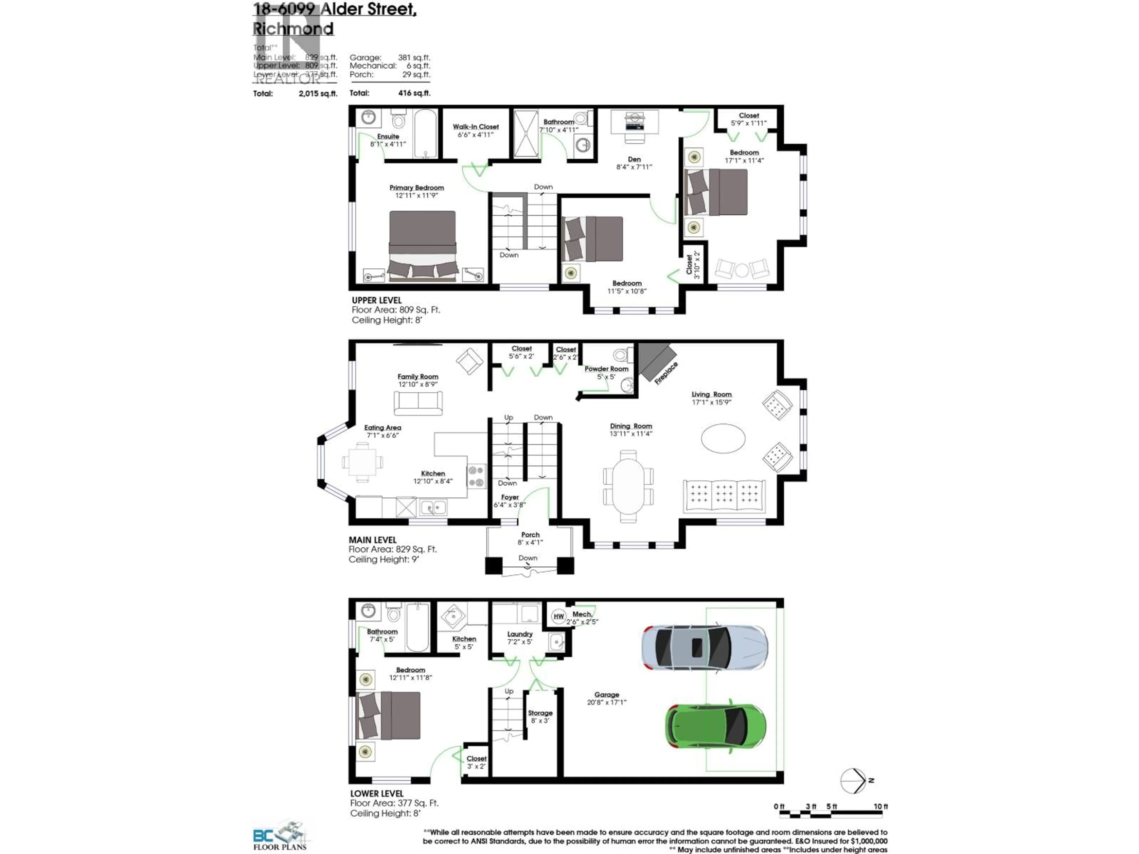 Floor plan for 18 - 6099 ALDER STREET, Richmond British Columbia V6Y0A8