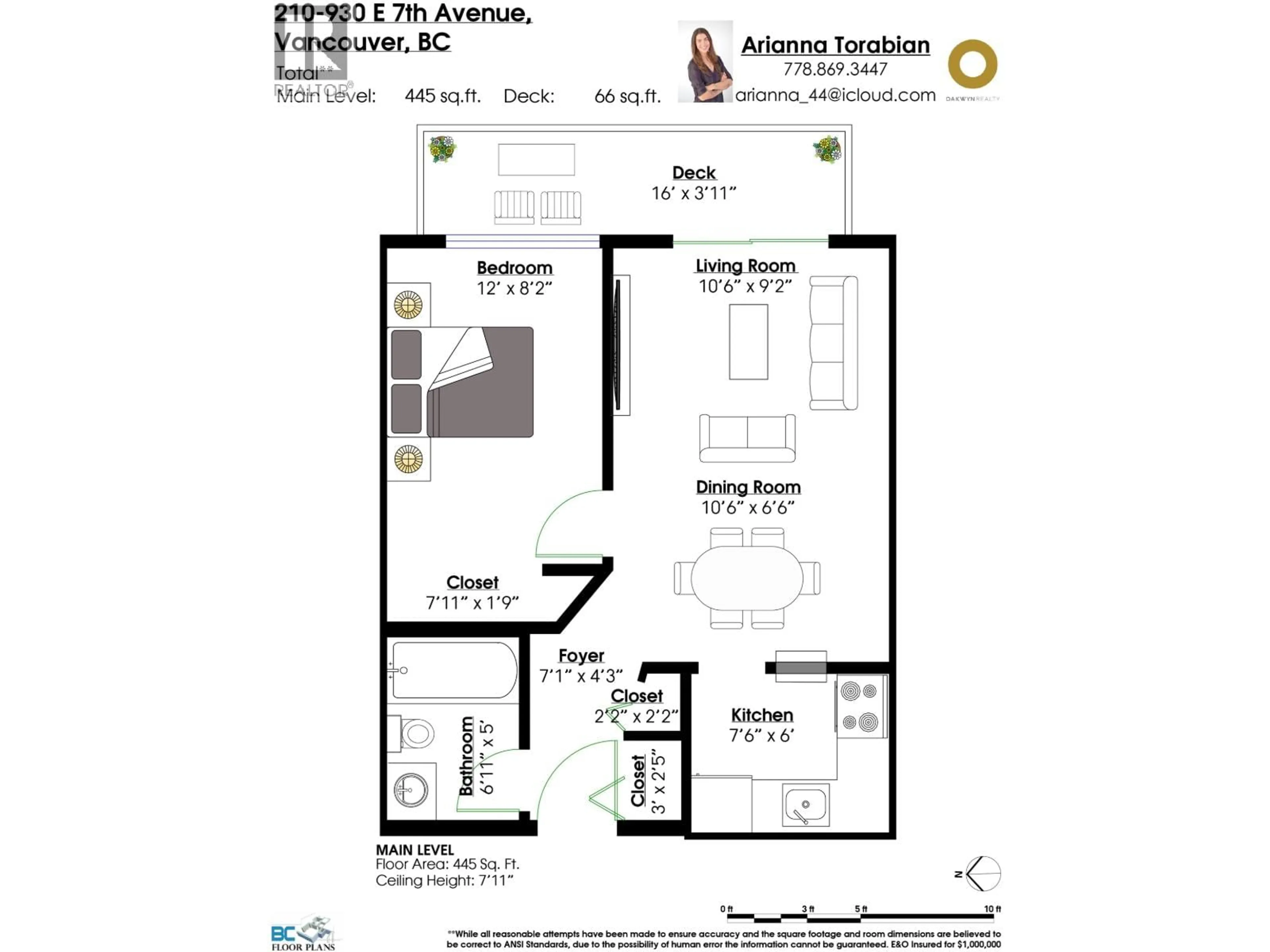 Floor plan for 210 - 930 7 AVENUE, Vancouver British Columbia V5T1P6