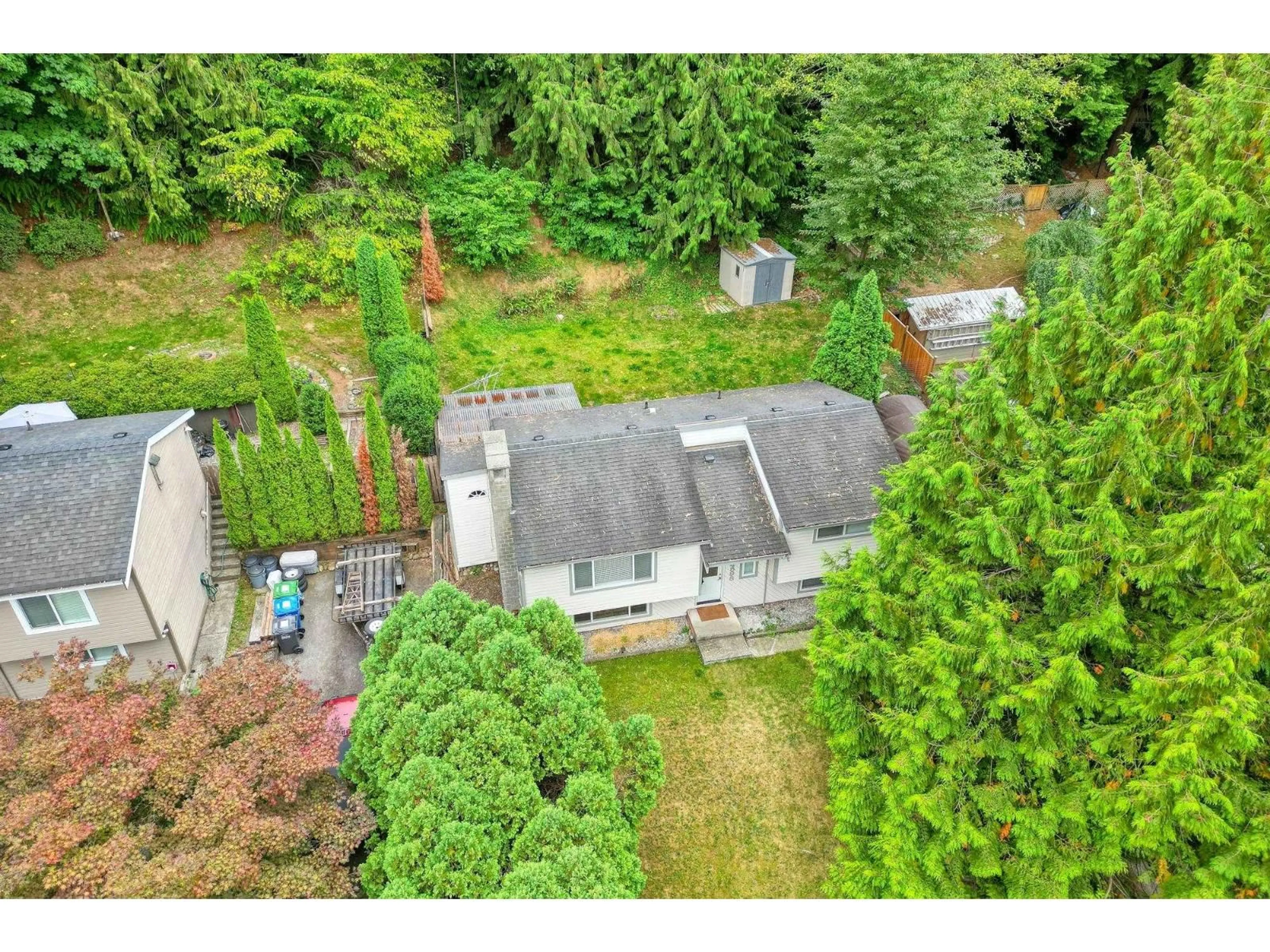 A pic from outside/outdoor area/front of a property/back of a property/a pic from drone, forest/trees view for 34898 LABURNUM, Abbotsford British Columbia V2S5J4