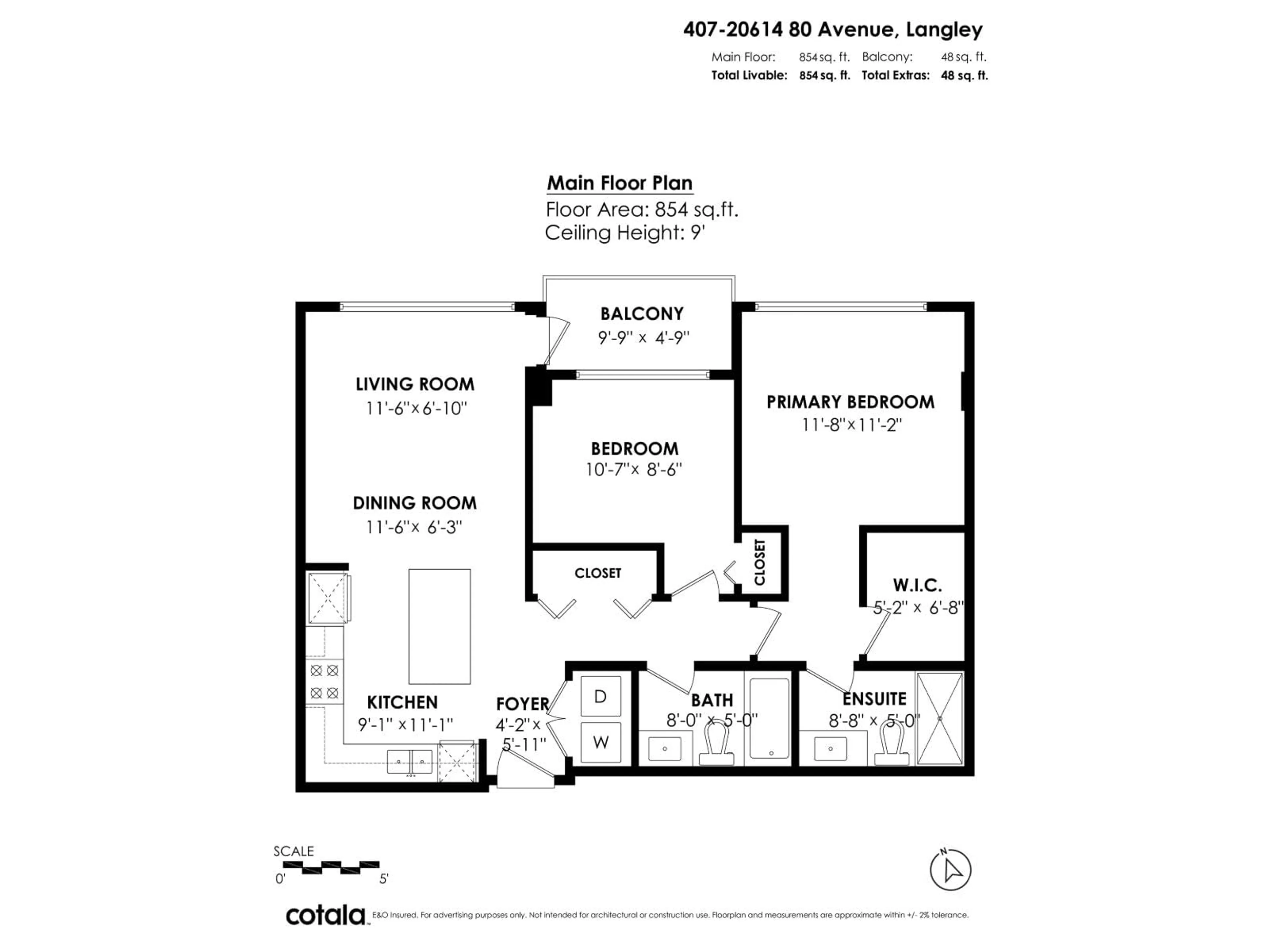 Floor plan for 407 - 20614 80, Langley British Columbia V2Y3W7