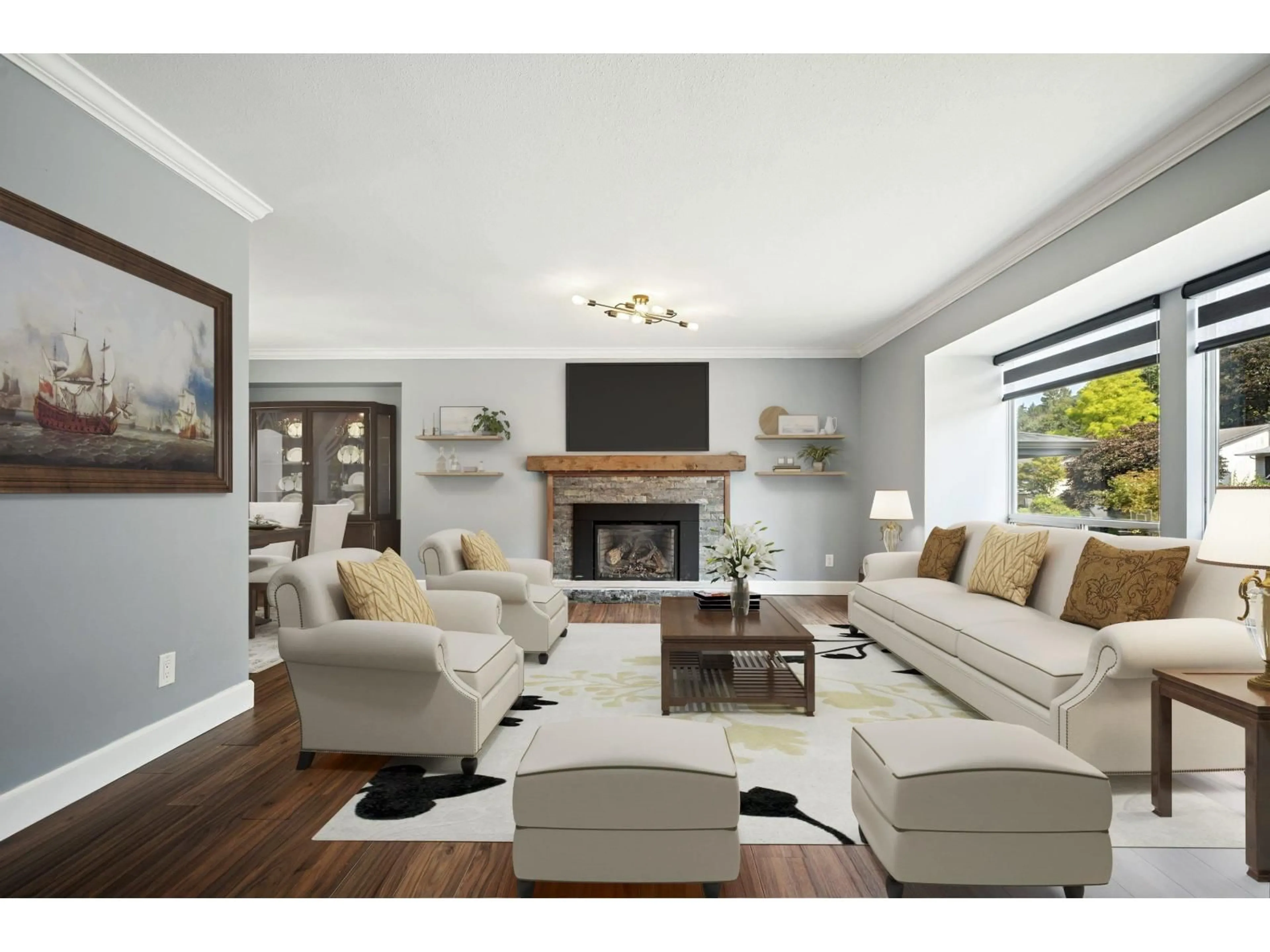 Living room with furniture, wood/laminate floor for 2311 HARPER, Abbotsford British Columbia V3G2B2