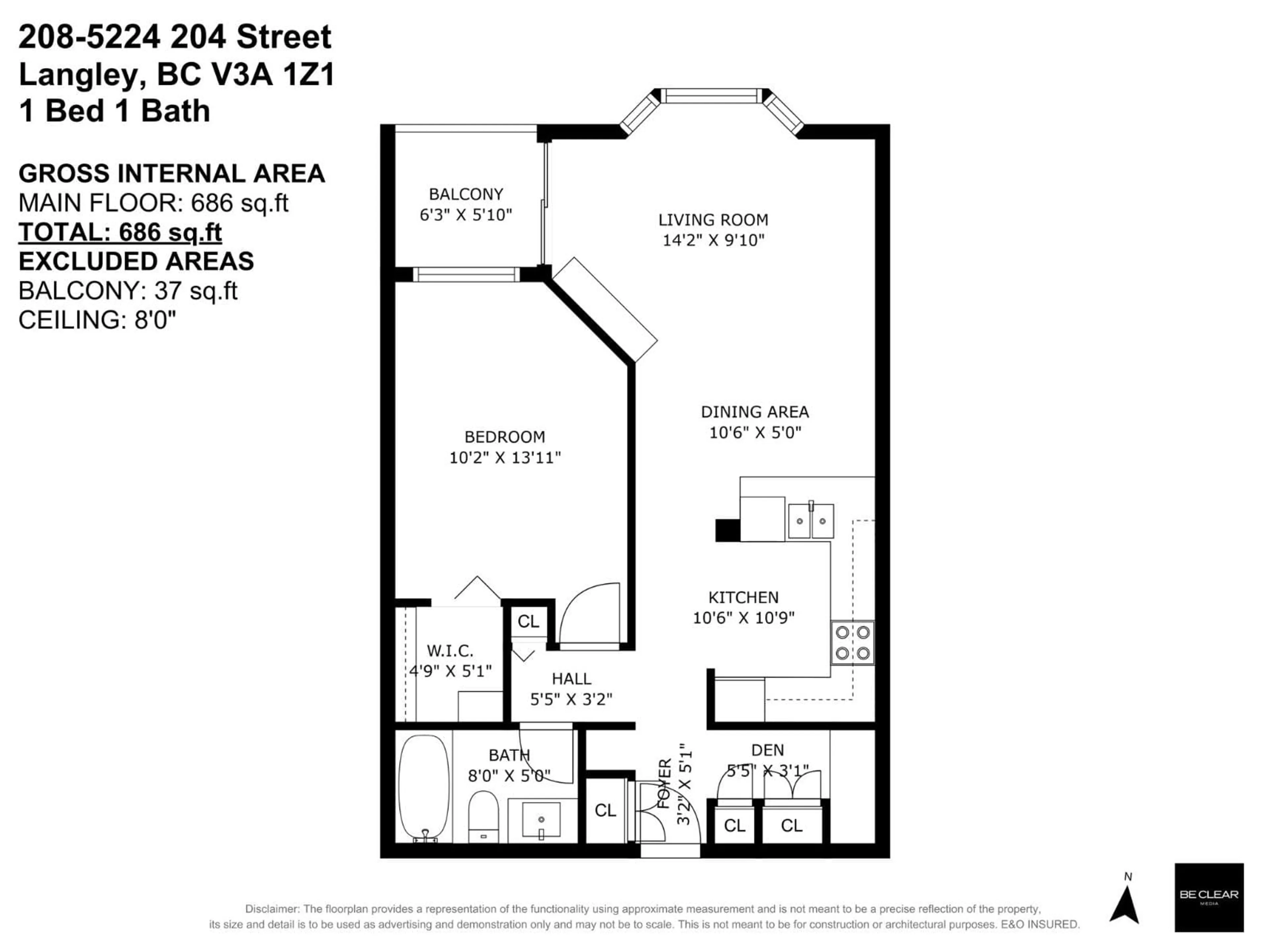 Floor plan for 208 - 5224 204, Langley British Columbia V3A1Z1