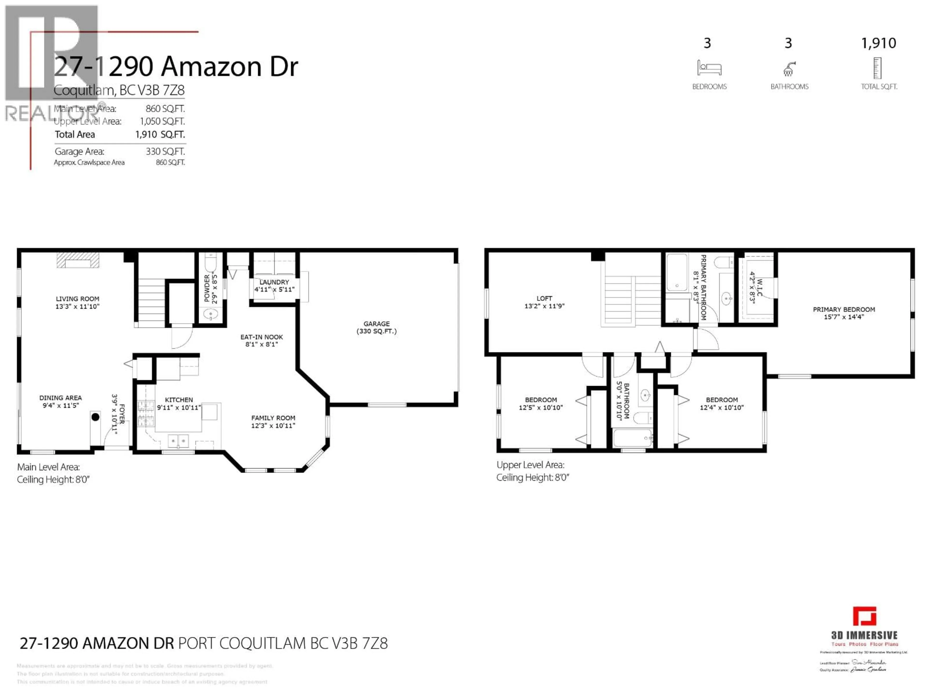 Floor plan for 27 - 1290 AMAZON DRIVE, Port Coquitlam British Columbia V3B7Z8