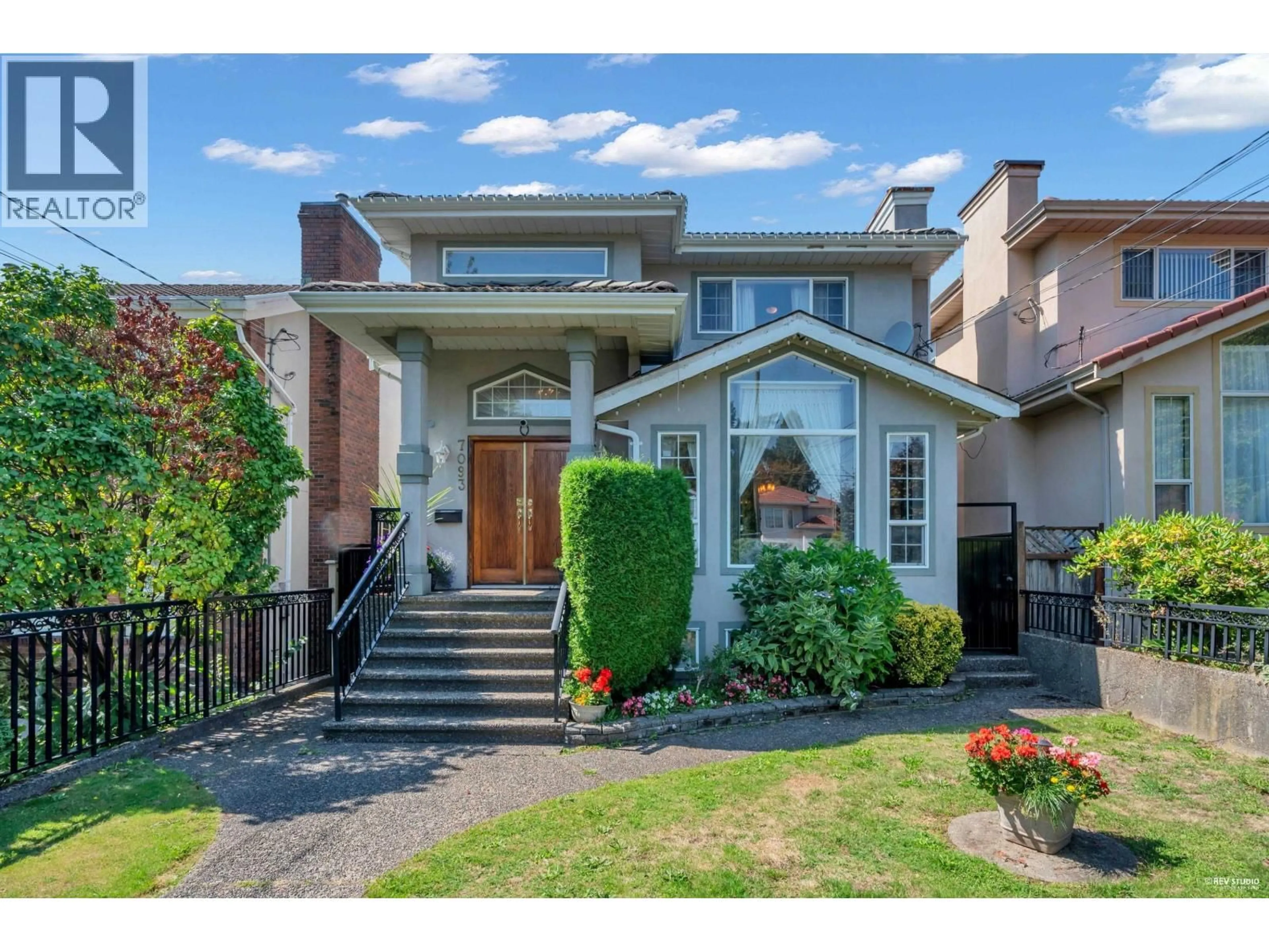 Home with brick exterior material, street for 7093 DOW AVENUE, Burnaby British Columbia V5J3X2