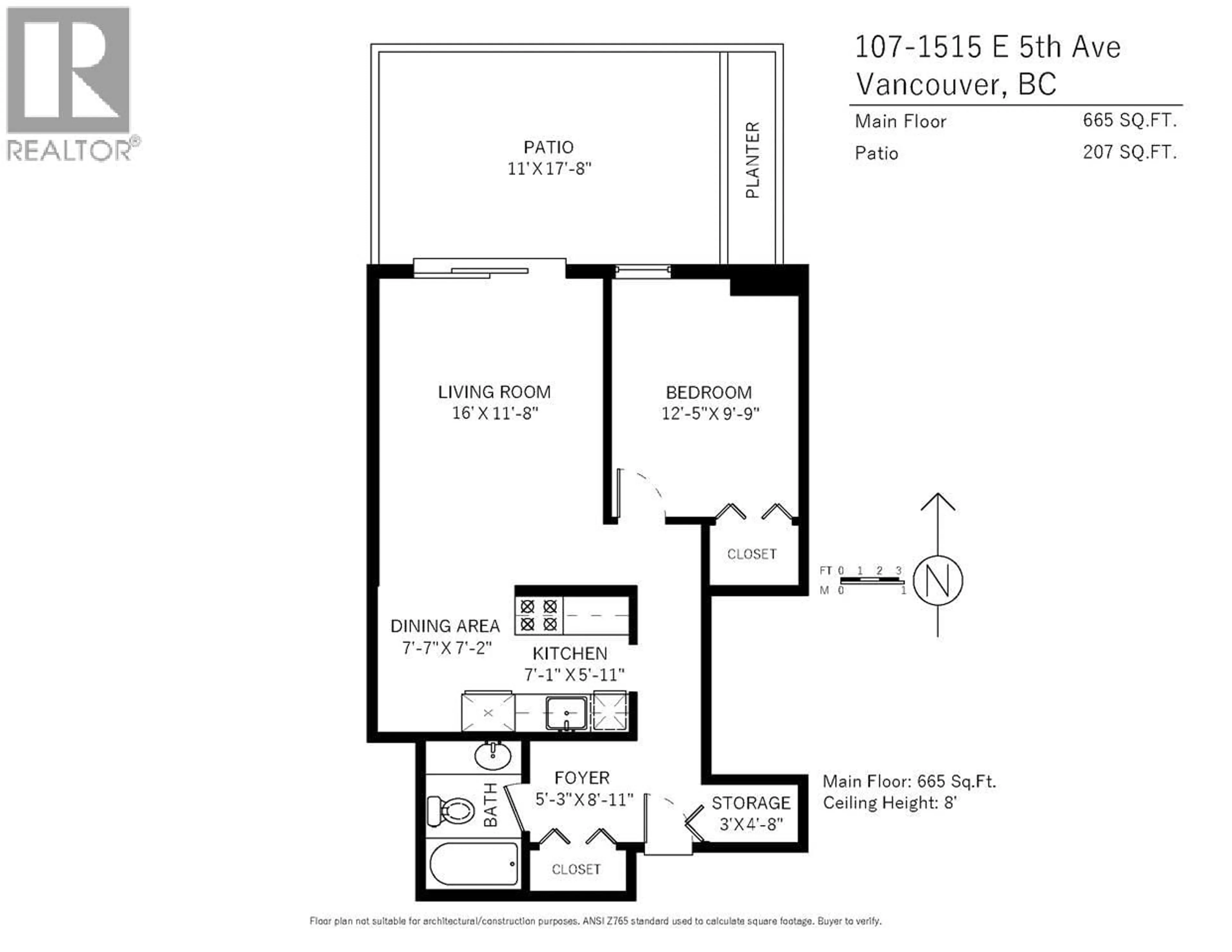 Floor plan for 107 - 1515 5TH AVENUE, Vancouver British Columbia V5N1L6