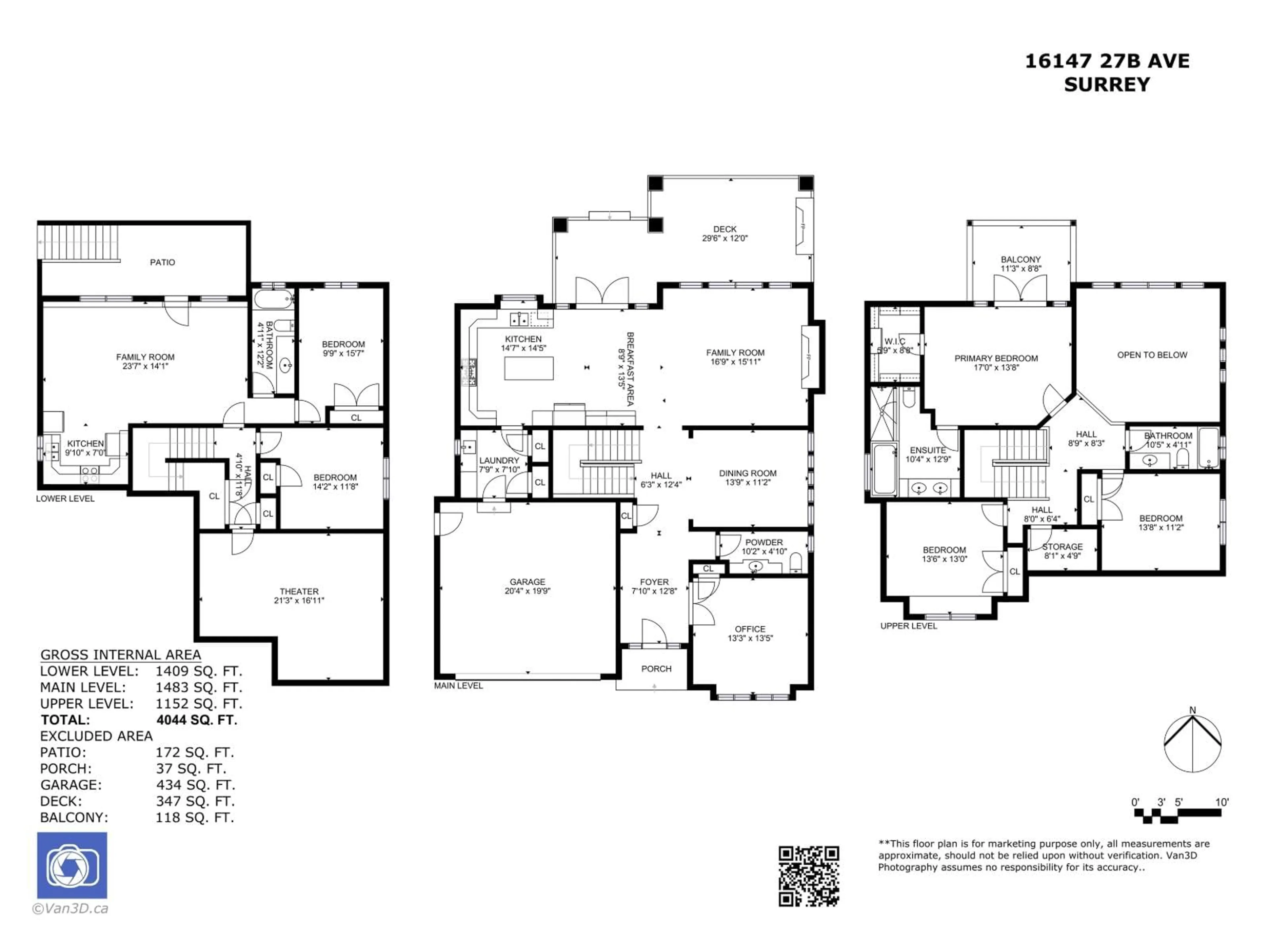 Floor plan for 16147 27B, Surrey British Columbia V3Z3W1