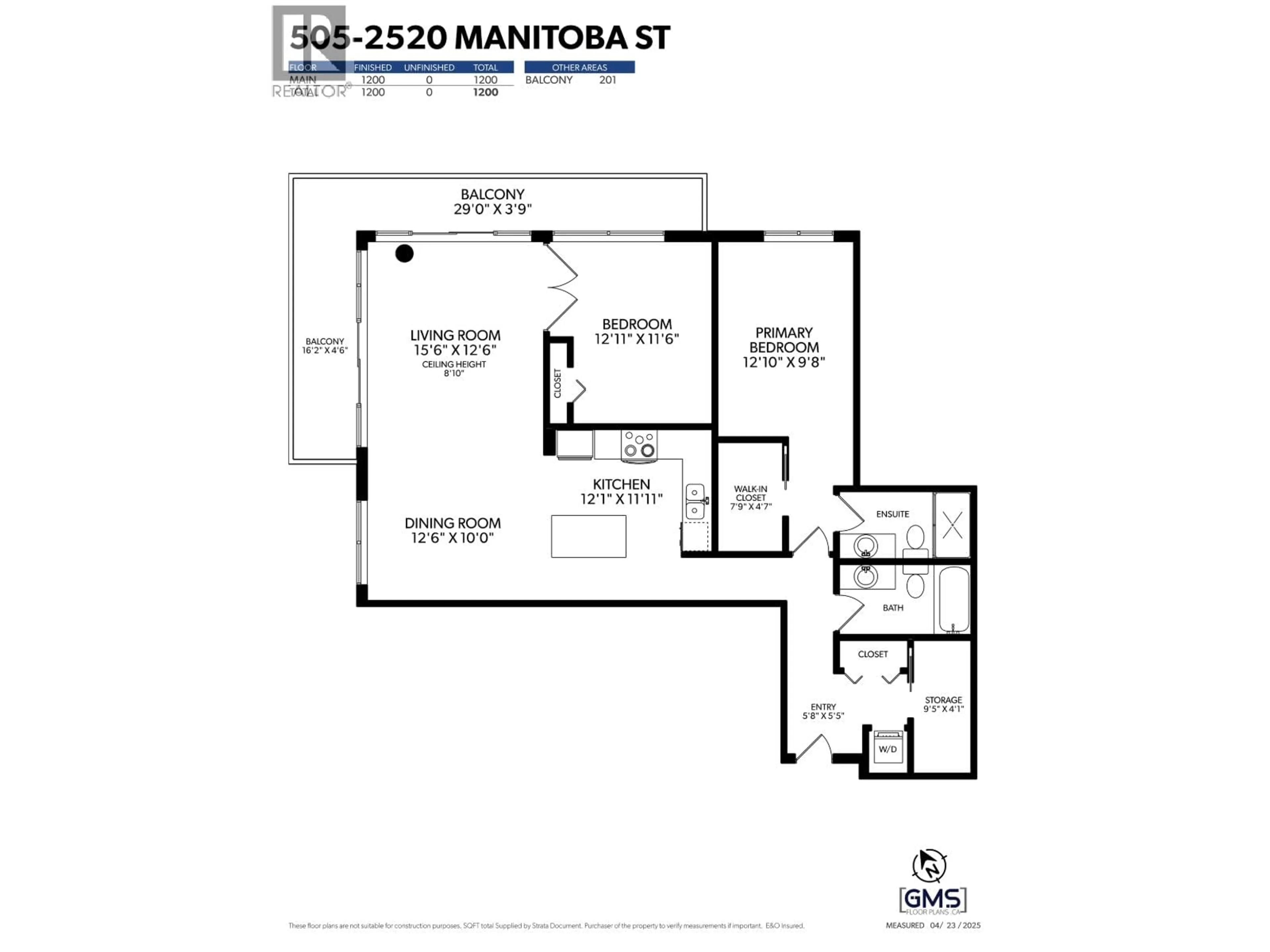 Floor plan for 505 - 2520 MANITOBA STREET, Vancouver British Columbia V5Y3A6