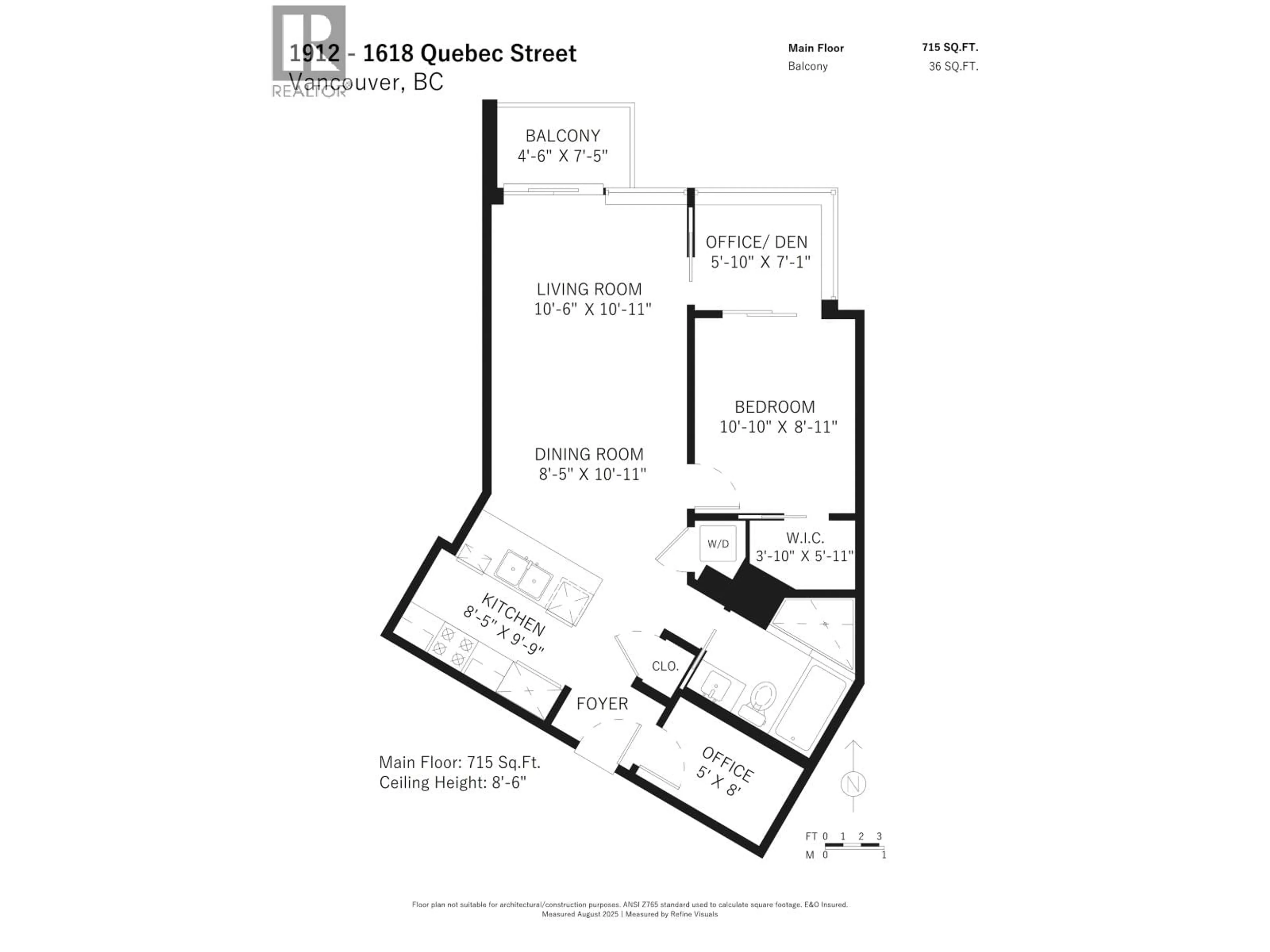 Floor plan for 1912 - 1618 QUEBEC STREET, Vancouver British Columbia V6A0C5