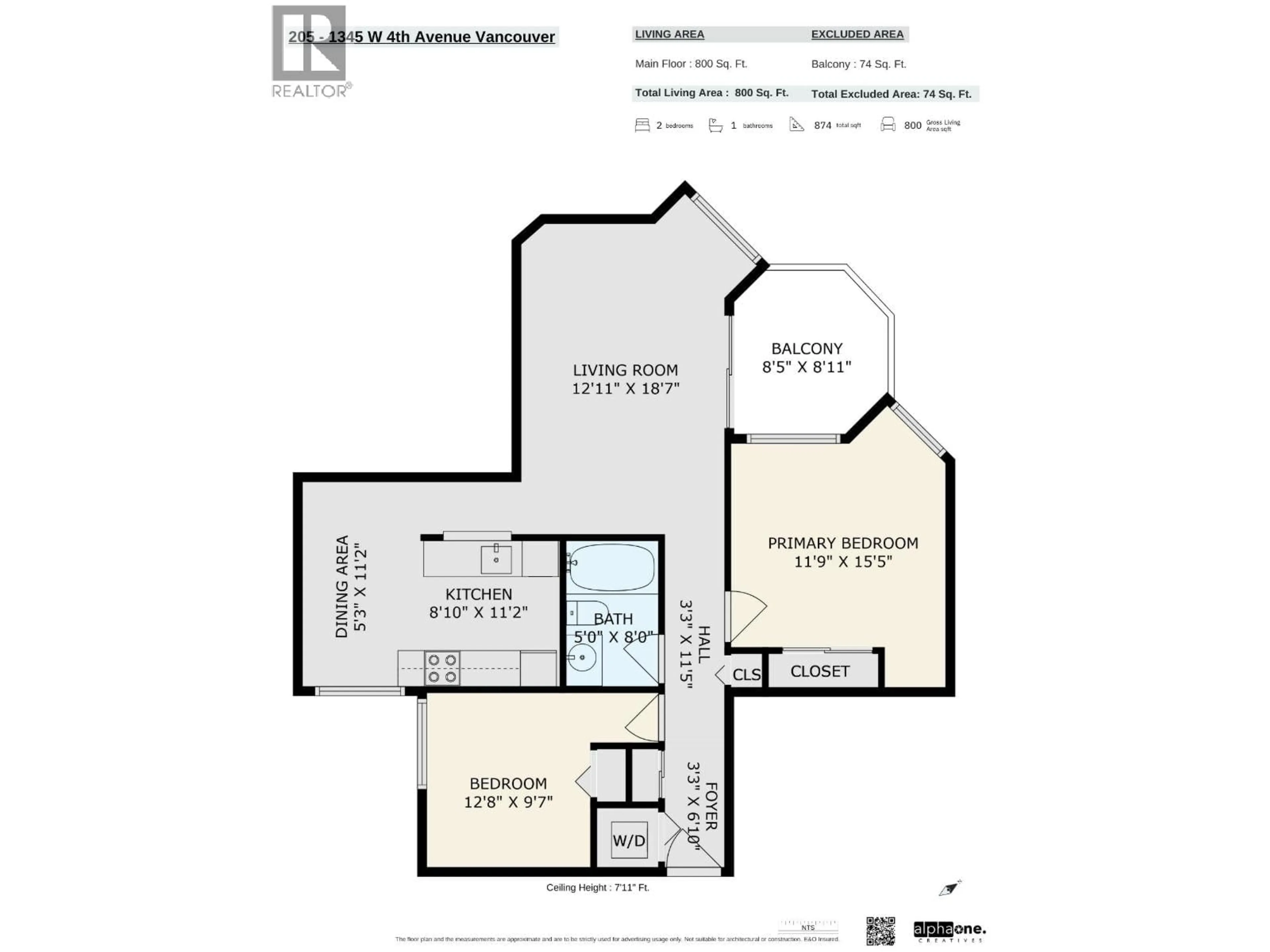 Floor plan for 205 - 1345 4TH AVENUE, Vancouver British Columbia V6H3Y8
