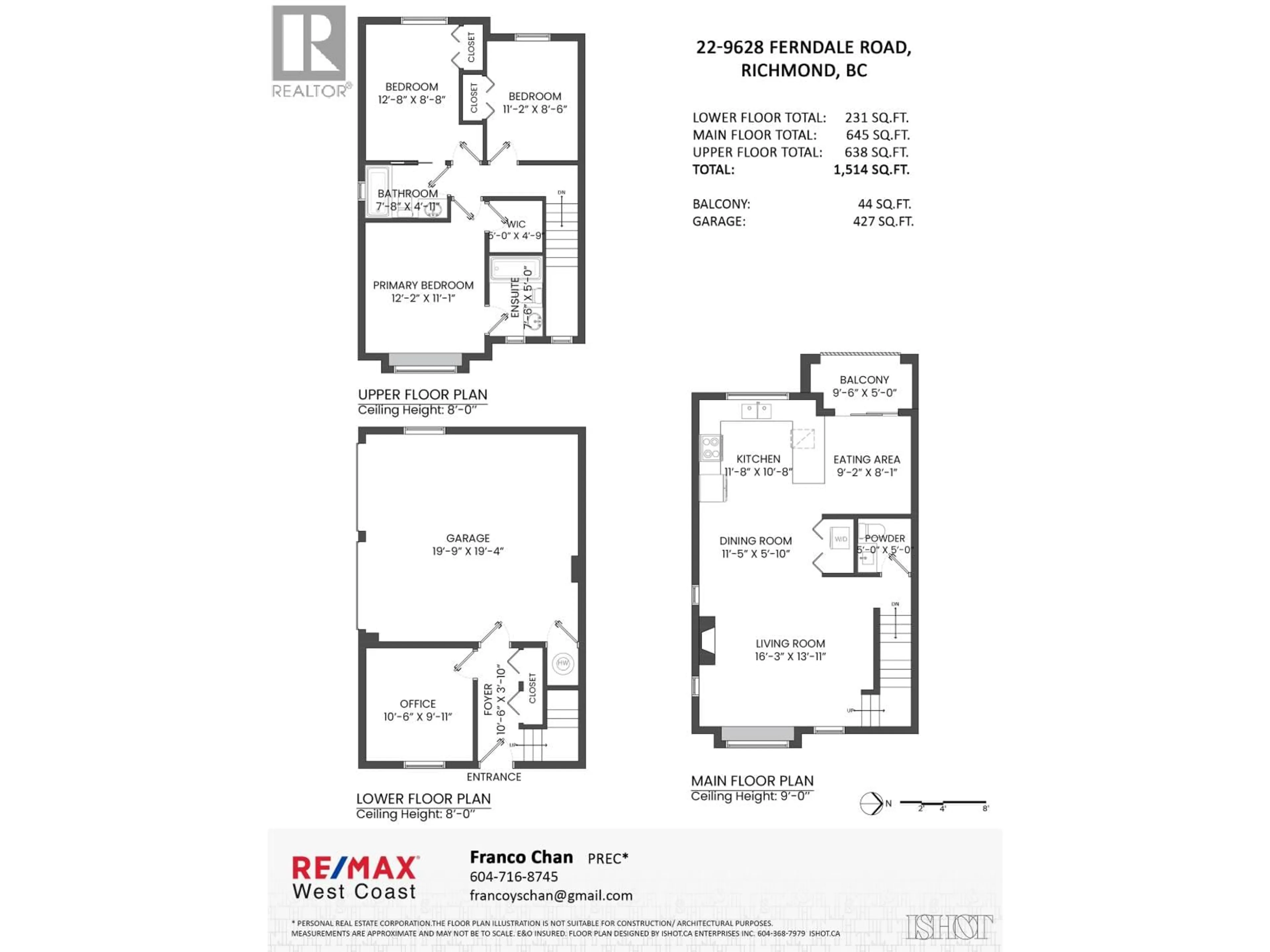 Floor plan for 22 - 9628 FERNDALE ROAD, Richmond British Columbia V6Y1X3