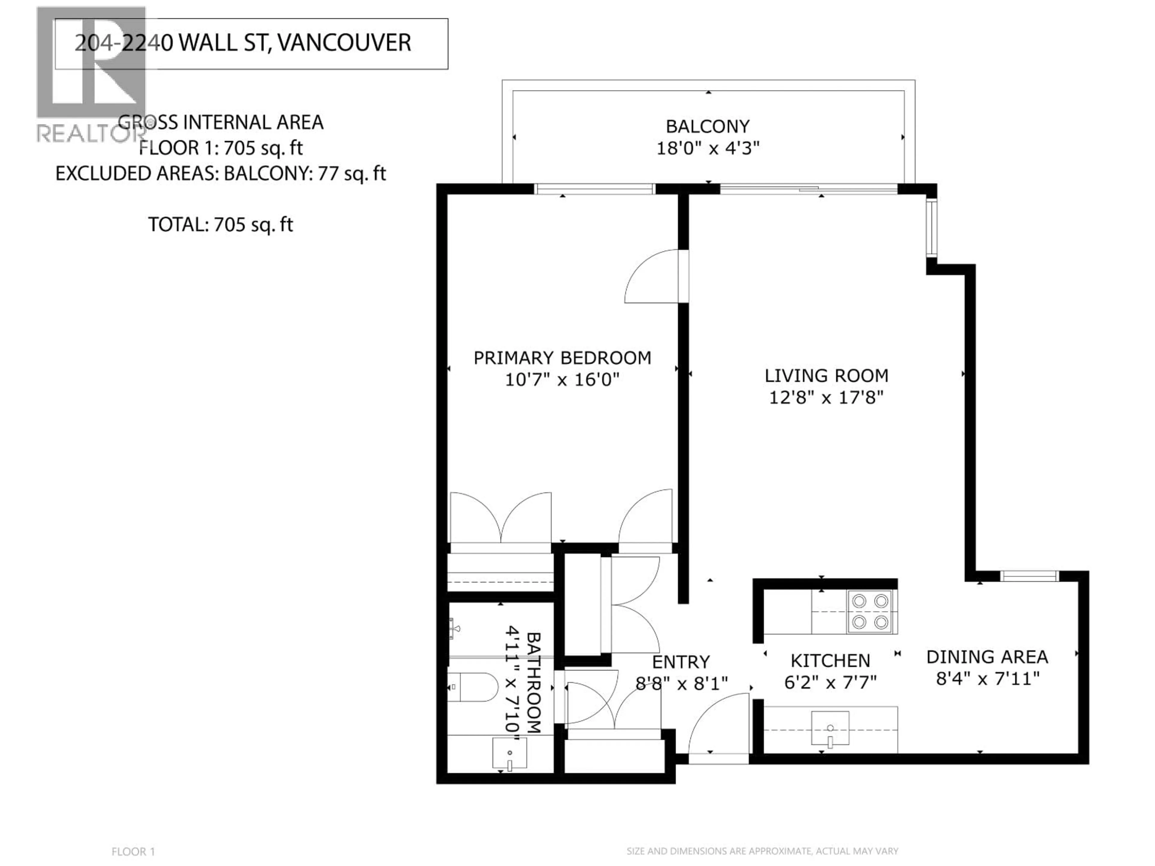 Floor plan for 204 - 2240 WALL STREET, Vancouver British Columbia V5L1B6