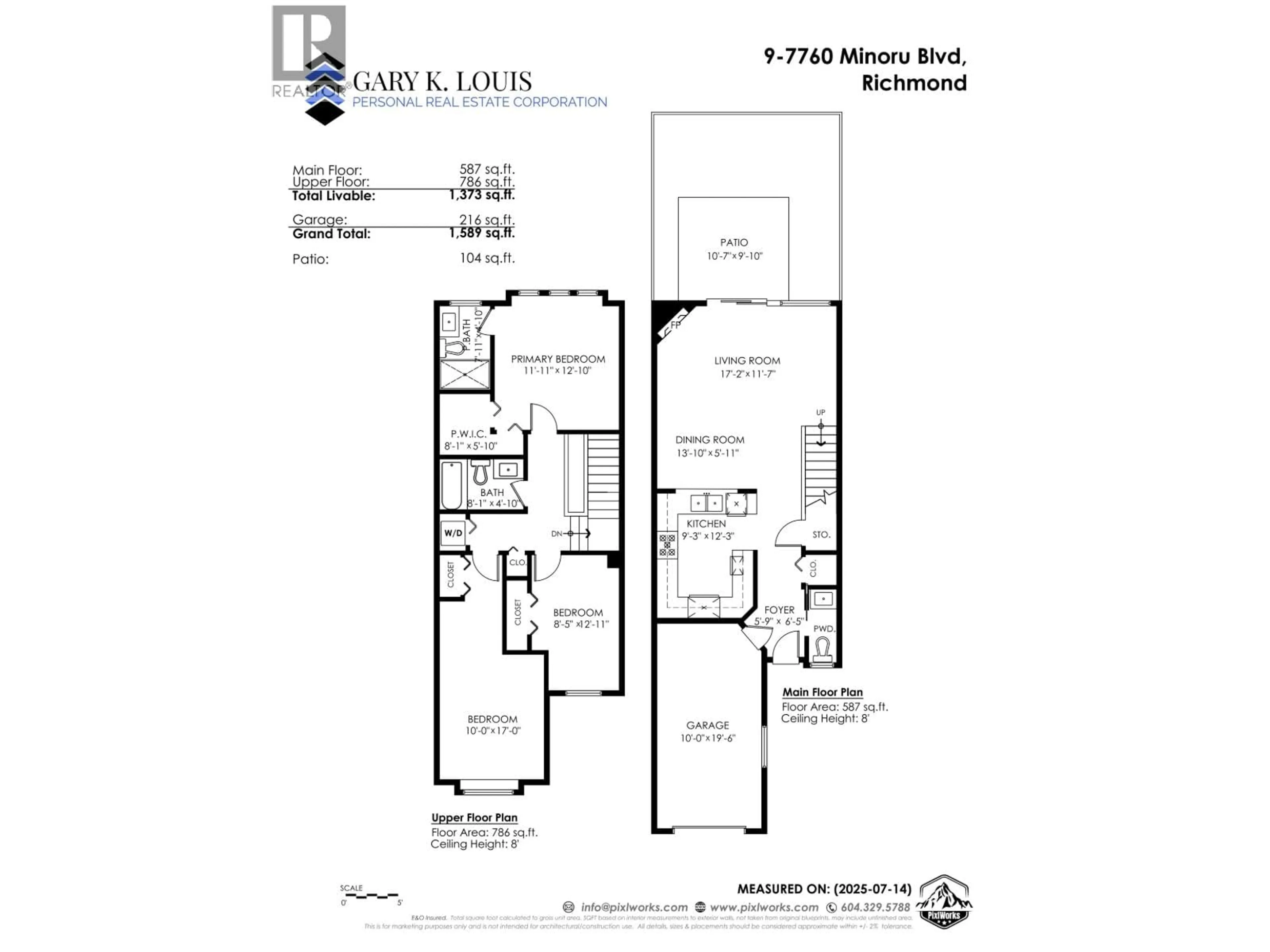 Floor plan for 9 - 7760 MINORU BOULEVARD, Richmond British Columbia V6Y1Z5