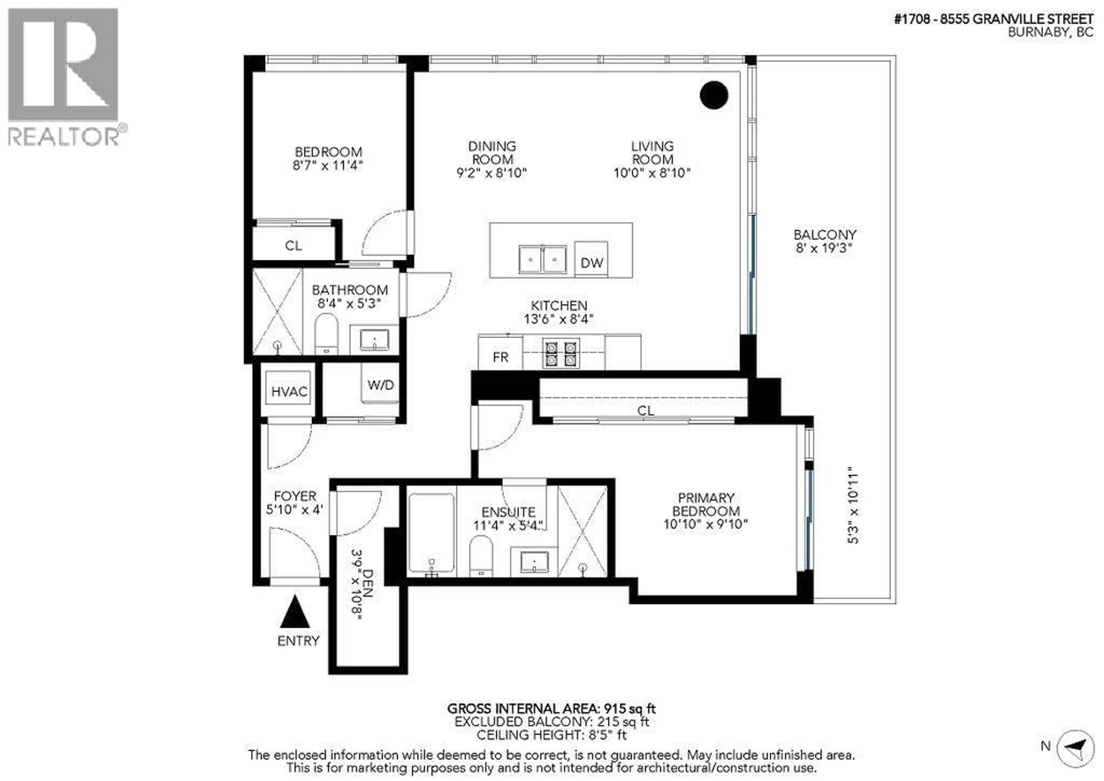 Floor plan for 1708 - 8555 GRANVILLE STREET, Vancouver British Columbia V6P0C3
